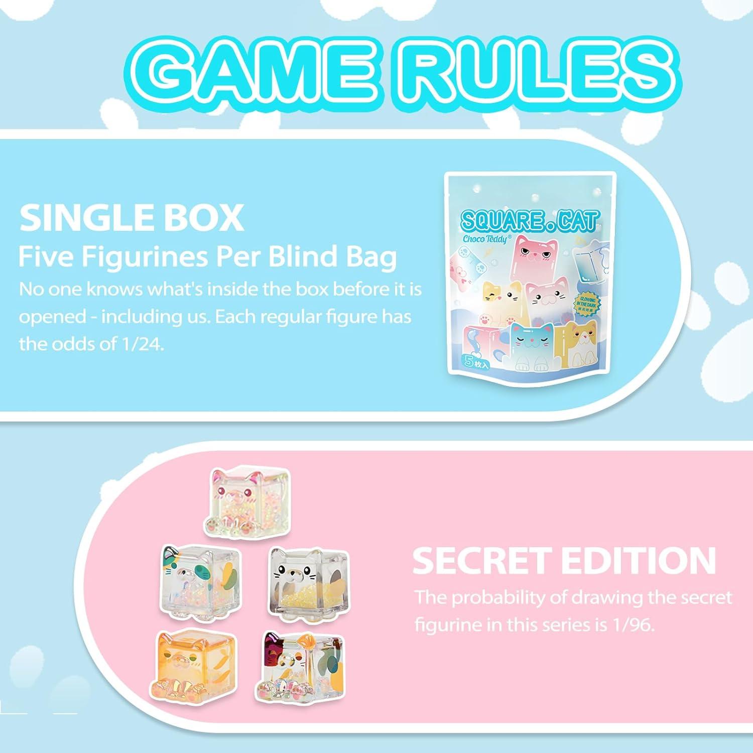 Paquete Sorpresa Gato Cuadrado Choco Teddy 5 Figuras Coleccionables