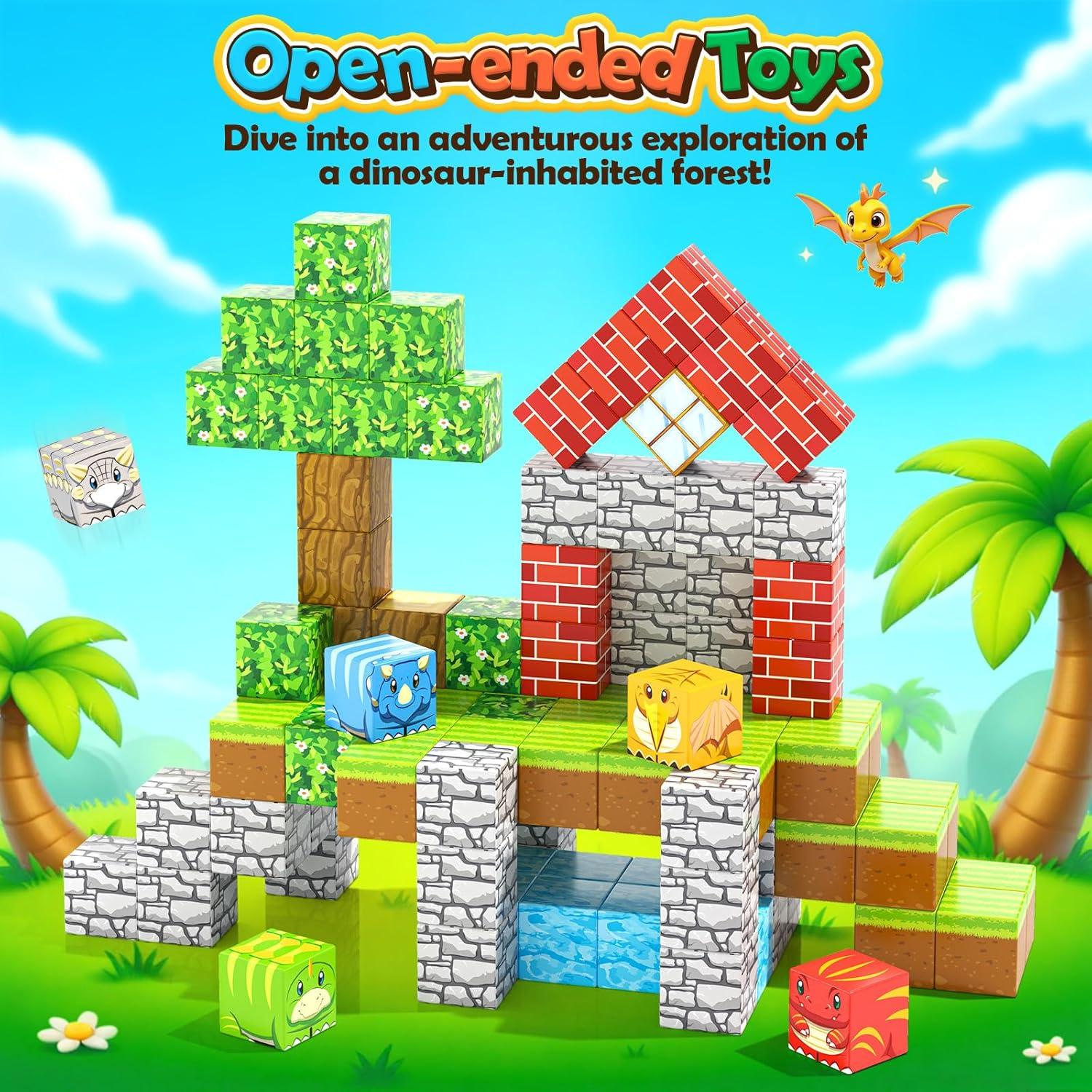 Bloques Magnéticos Toylogy 100 Pcs Dinosaurio del Bosque