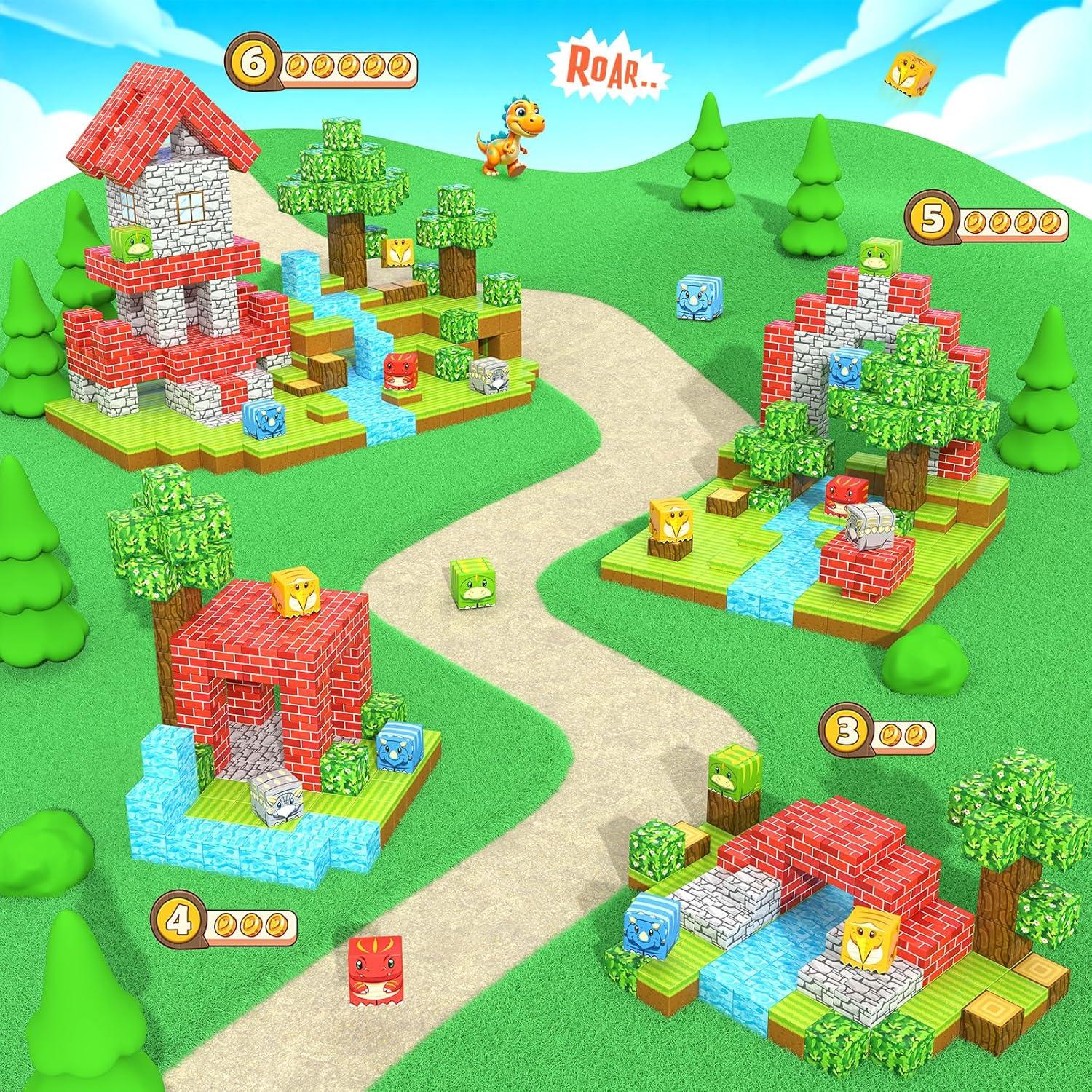 Bloques Magnéticos Toylogy 100 Pcs Dinosaurio del Bosque