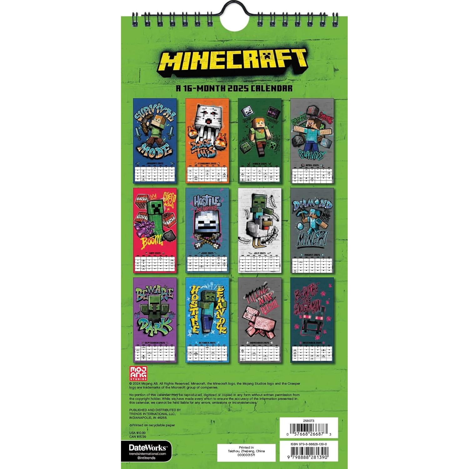 2025 Minecraft Mini Poster Calendar
