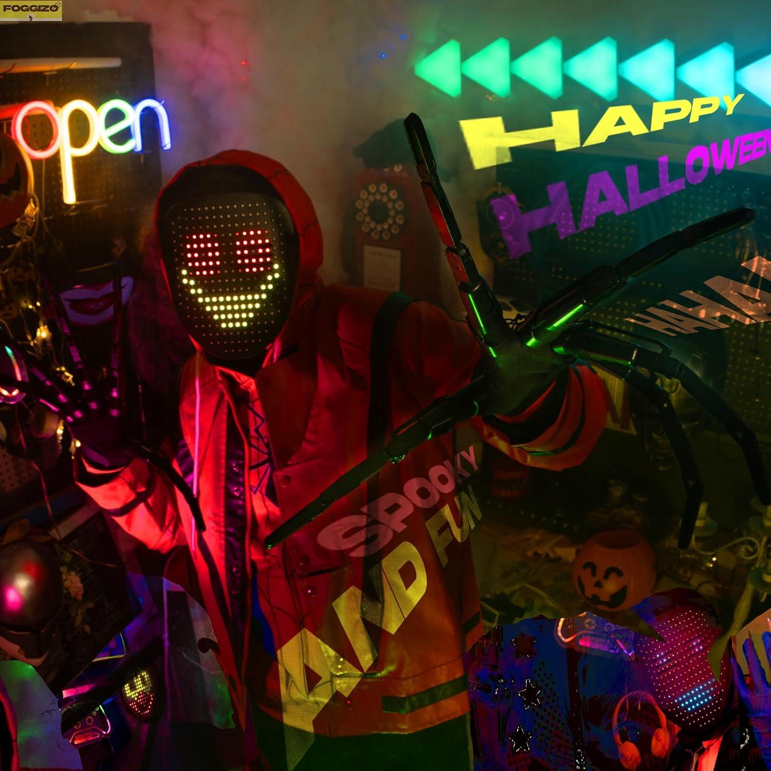 Máscara LED Halloween Foggizo Recargable 50 Caras Niños