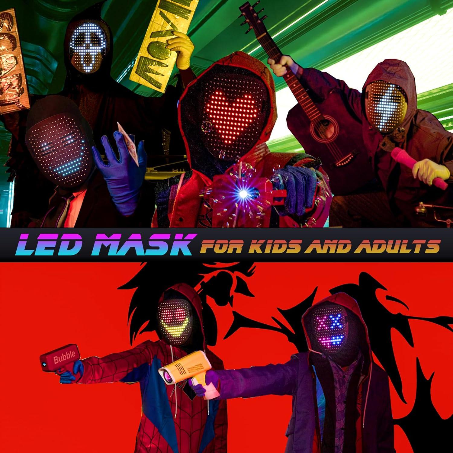 Máscara LED Halloween Foggizo Recargable 50 Caras Niños