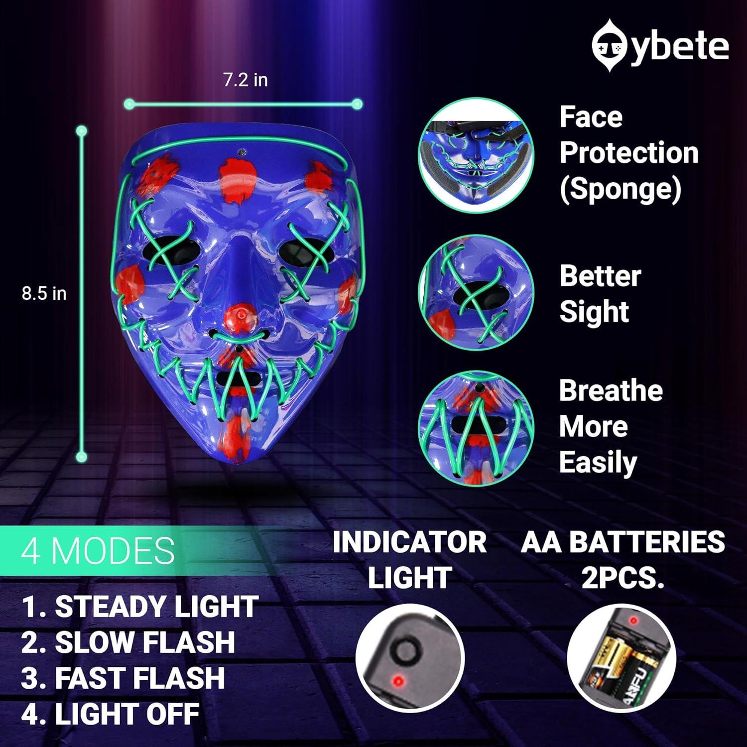 Máscara LED Halloween Oybete Verde para Adultos y Niños