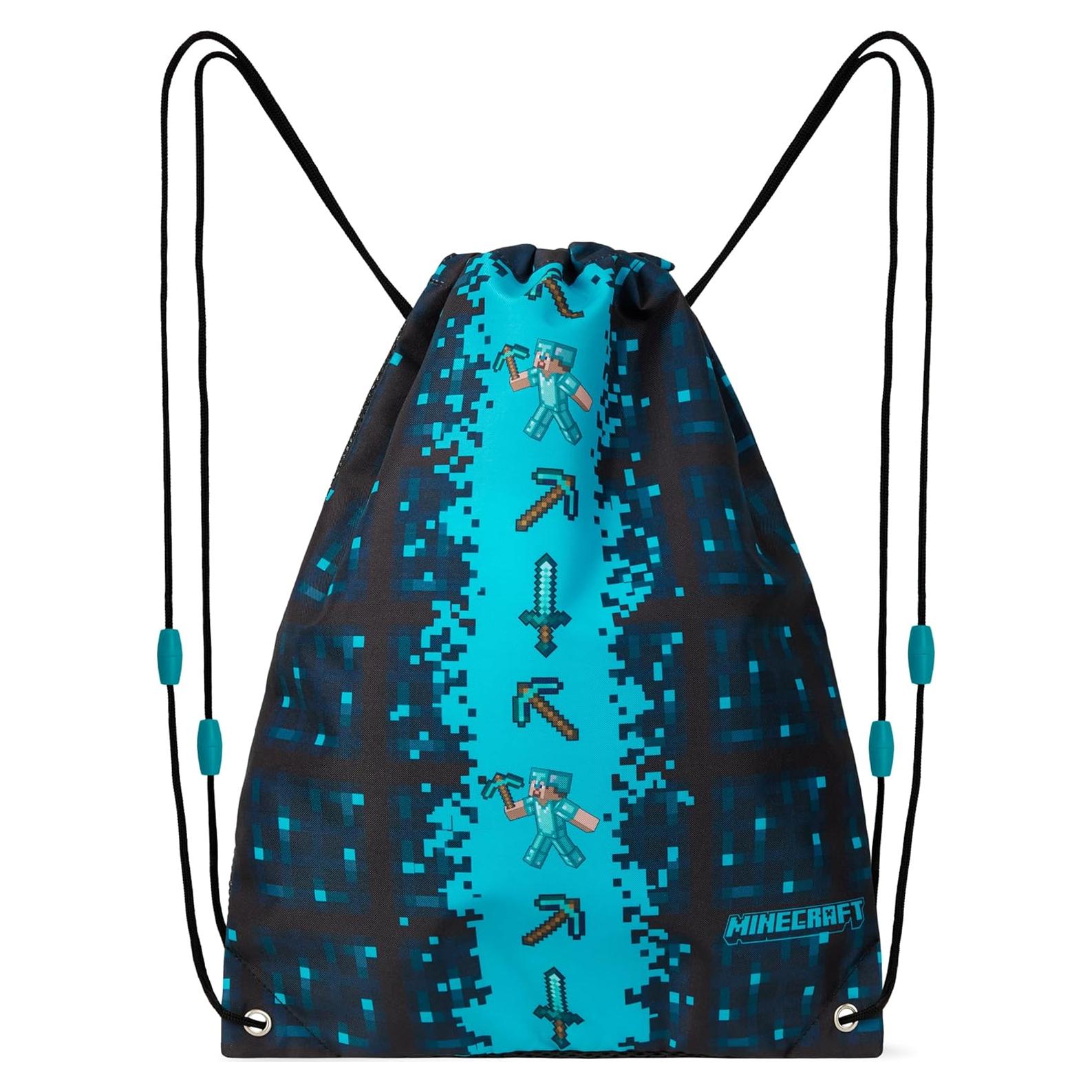 Bolsa de Cuerda Minecraft Azul 27.94 x 38.1 cm con Ventilación