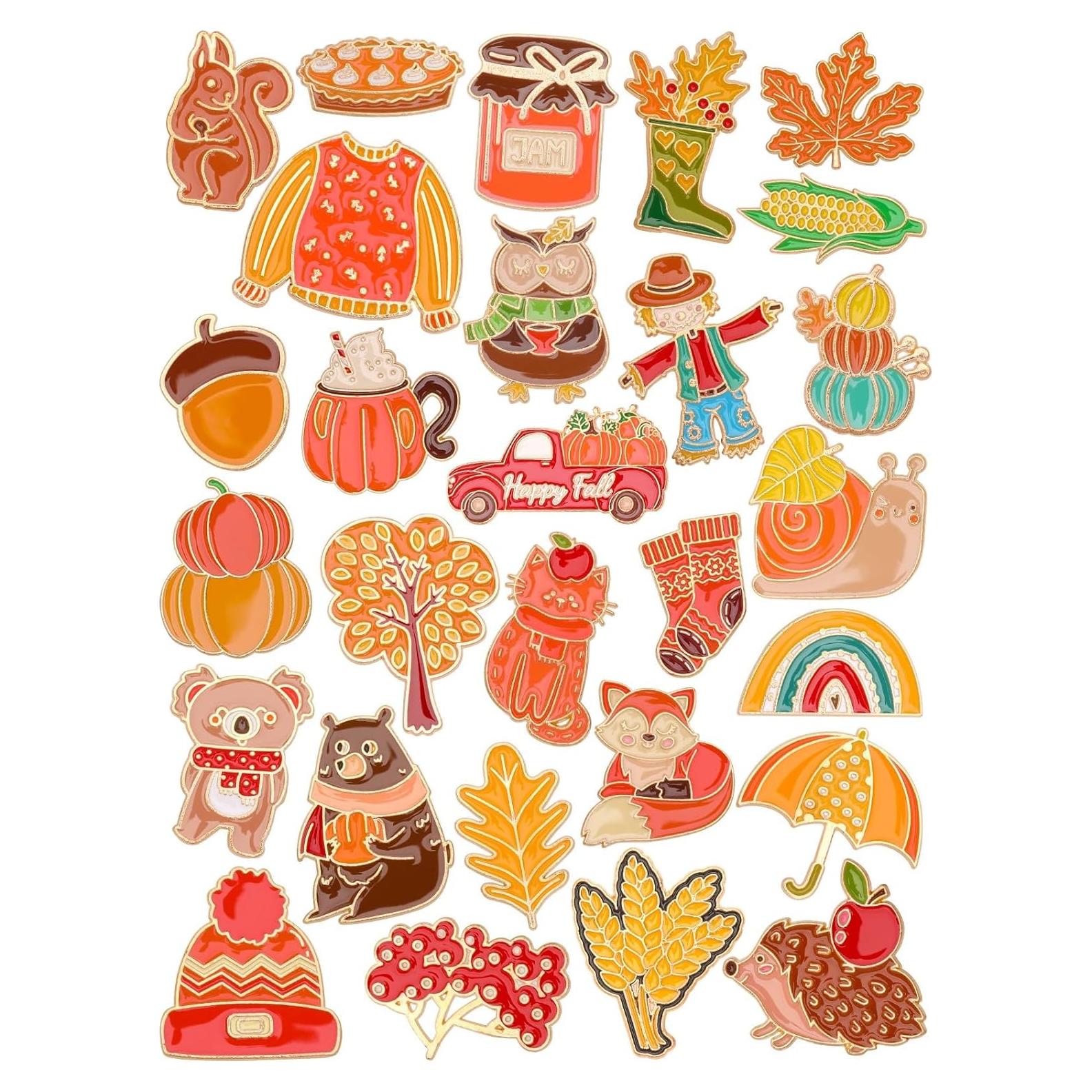 JUNEBRUSHS 28 Pines de Esmalte Otoñales para Ropa y Accesorios