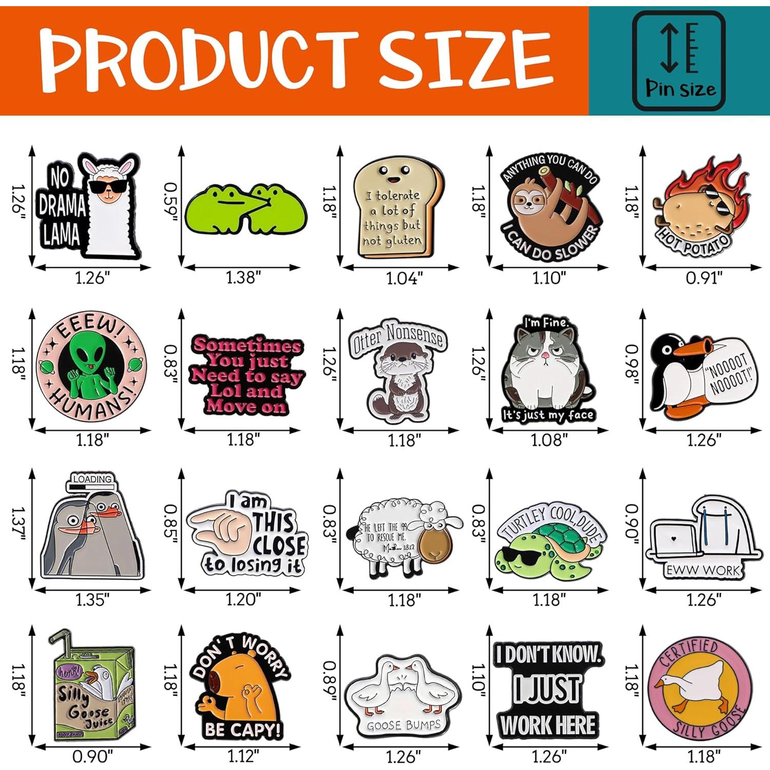 20 Pines de Esmalte Divertidos SOWPOPY para Mochilas y Sombreros