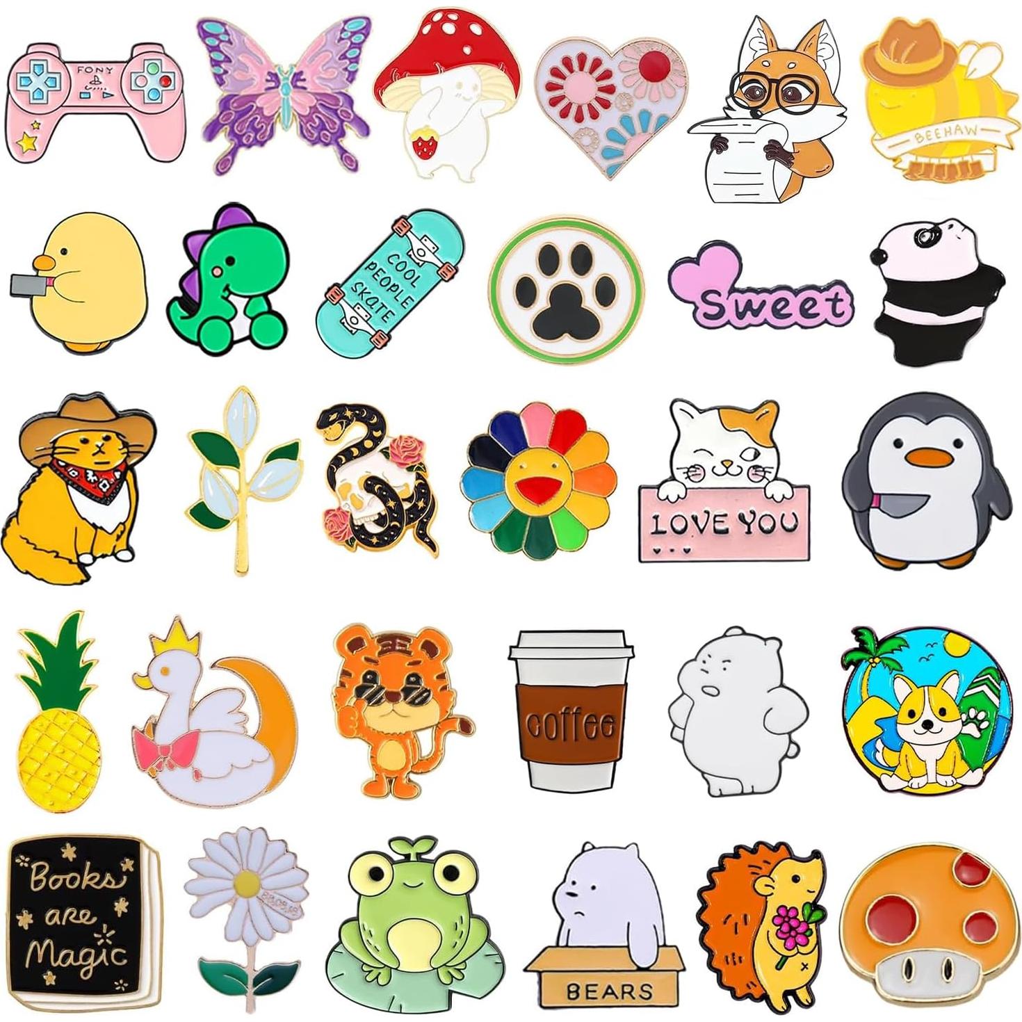 Conjunto de 30 Pines de Esmalte Mixtos para Mujeres