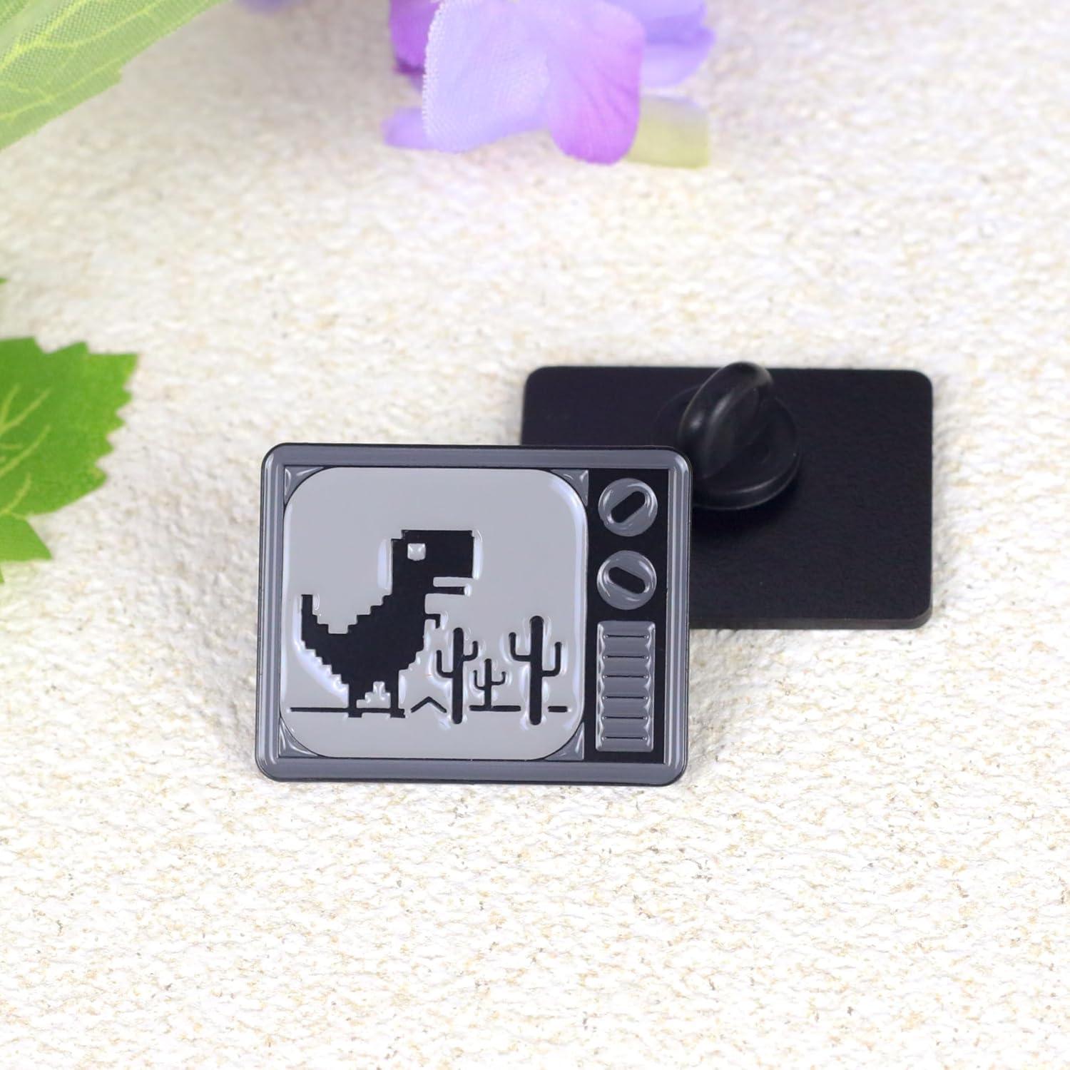 Pin de Esmalte Retro T-Rex Pixelado 2.54 cm - El Susurro del Artesano