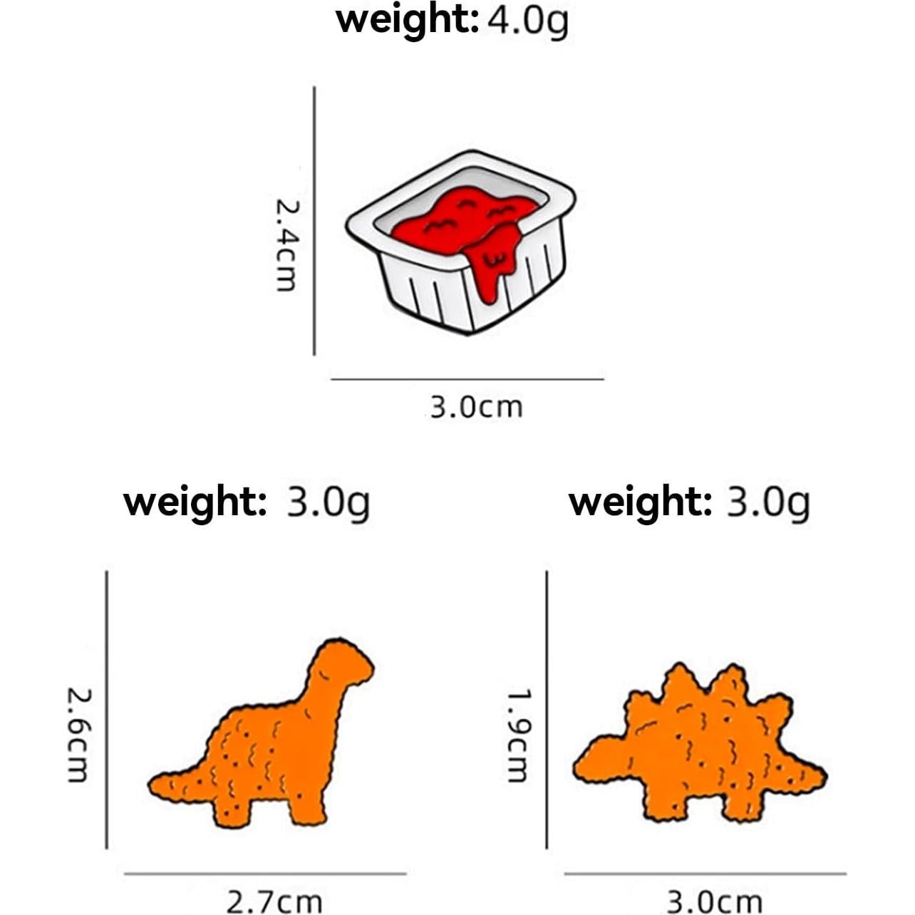 3 Pines de Esmalte Dinosaurio Nugget de Pollo JDRGJTH