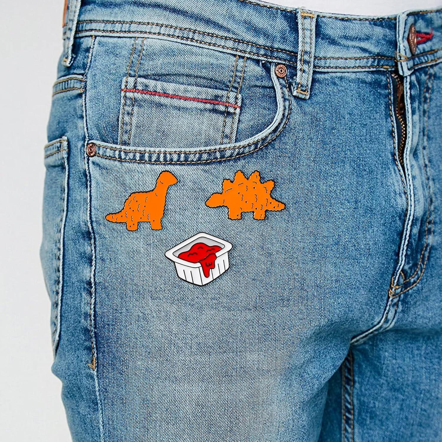 3 Pines de Esmalte Dinosaurio Nugget de Pollo JDRGJTH