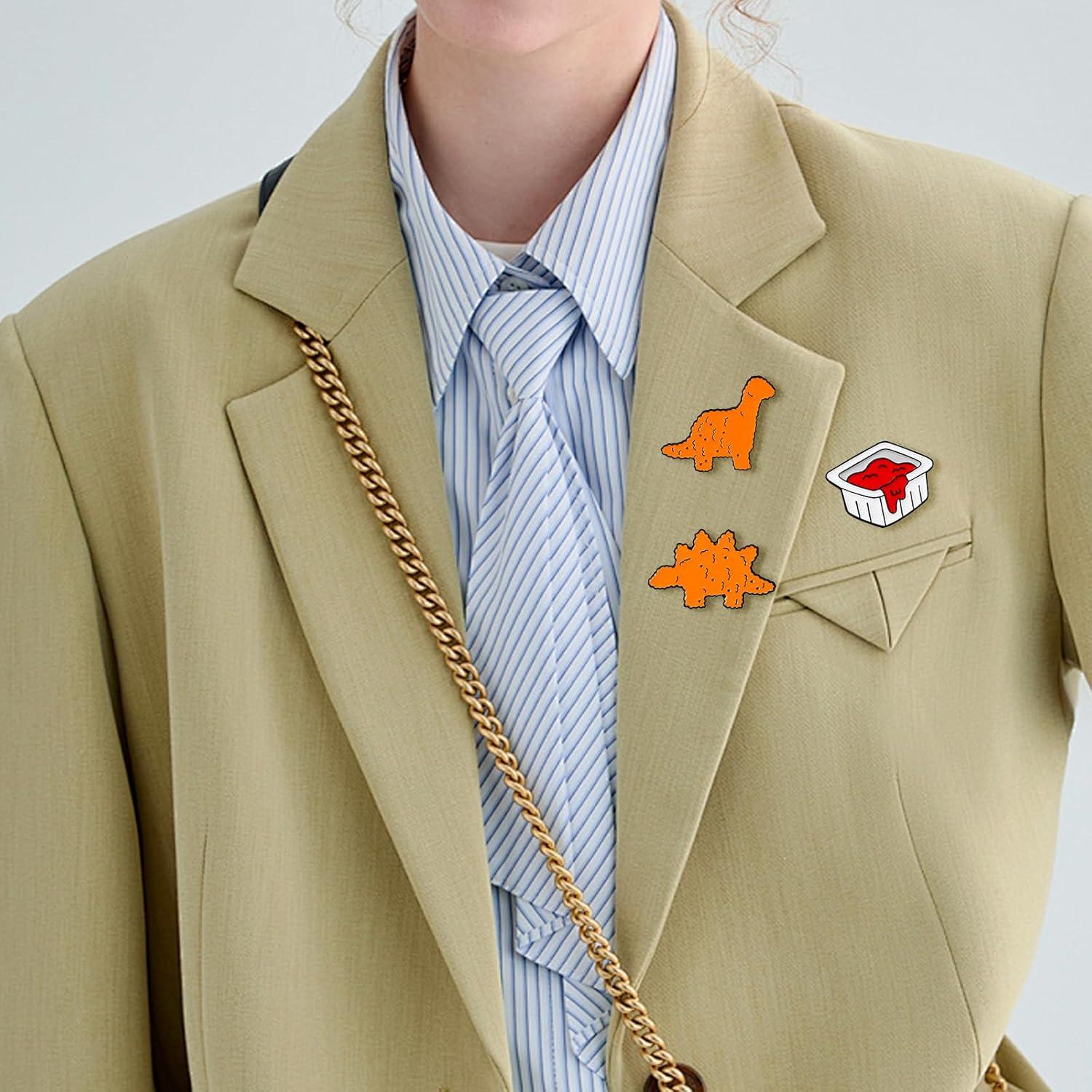 3 Pines de Esmalte Dinosaurio Nugget de Pollo JDRGJTH