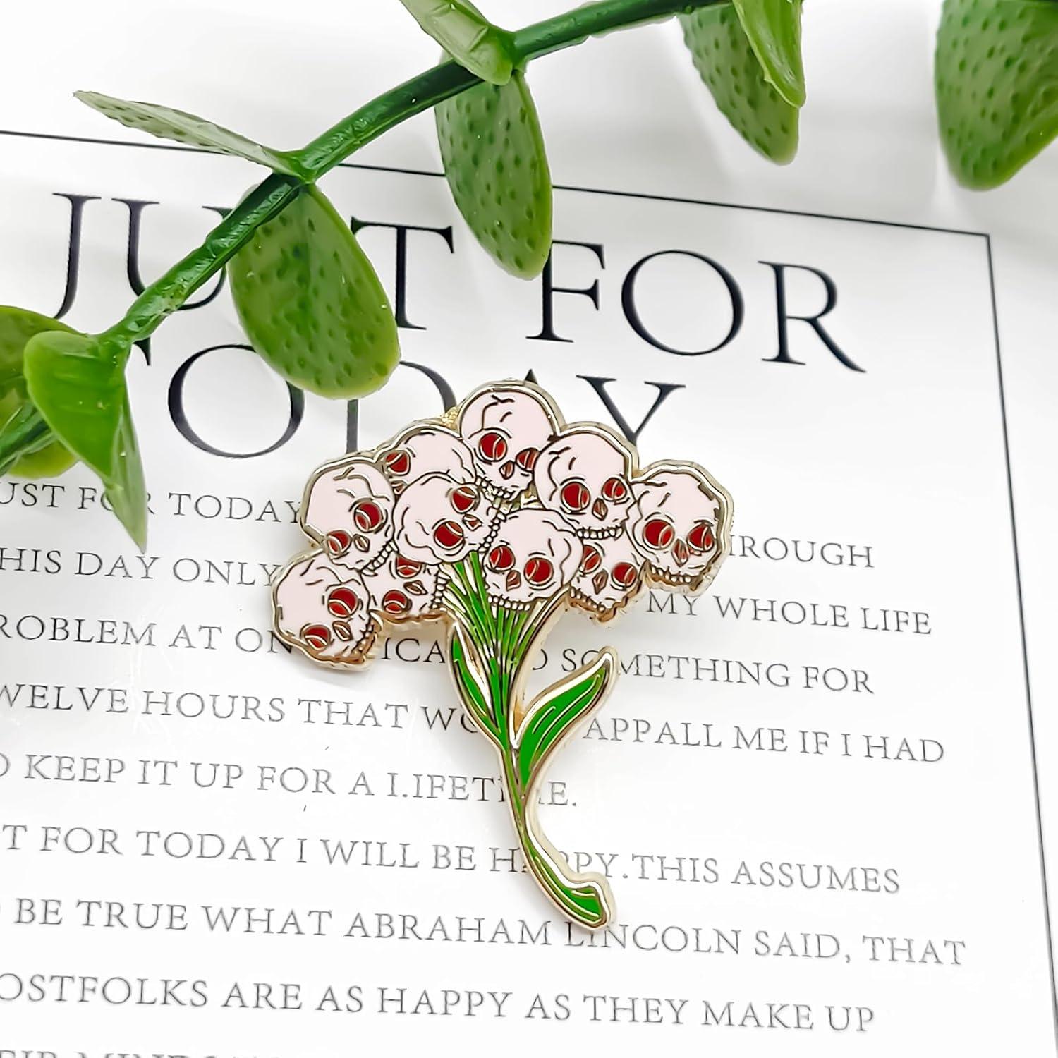 Pin de Insignia de Ramo de Calavera SKYFENGCN - 3 cm - Esmalte