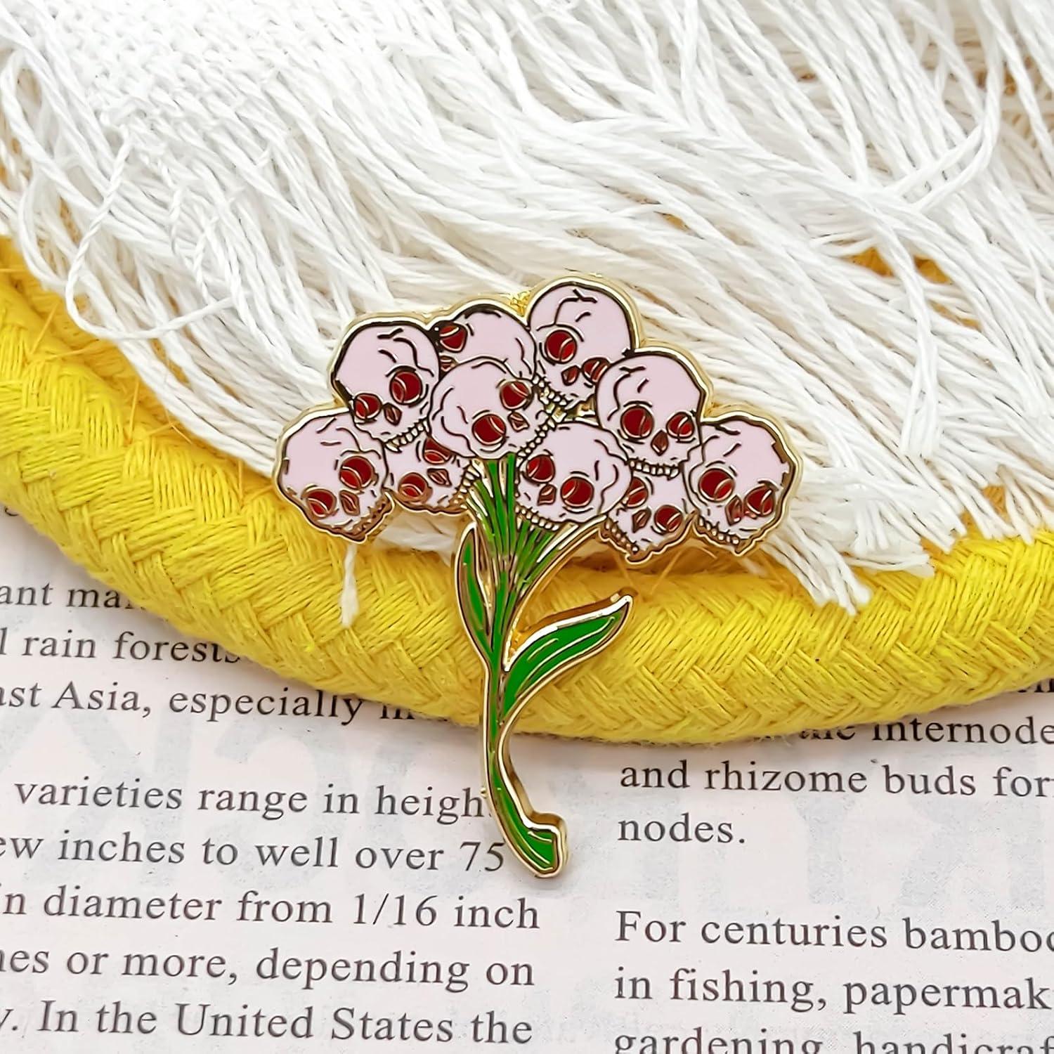 Pin de Insignia de Ramo de Calavera SKYFENGCN - 3 cm - Esmalte