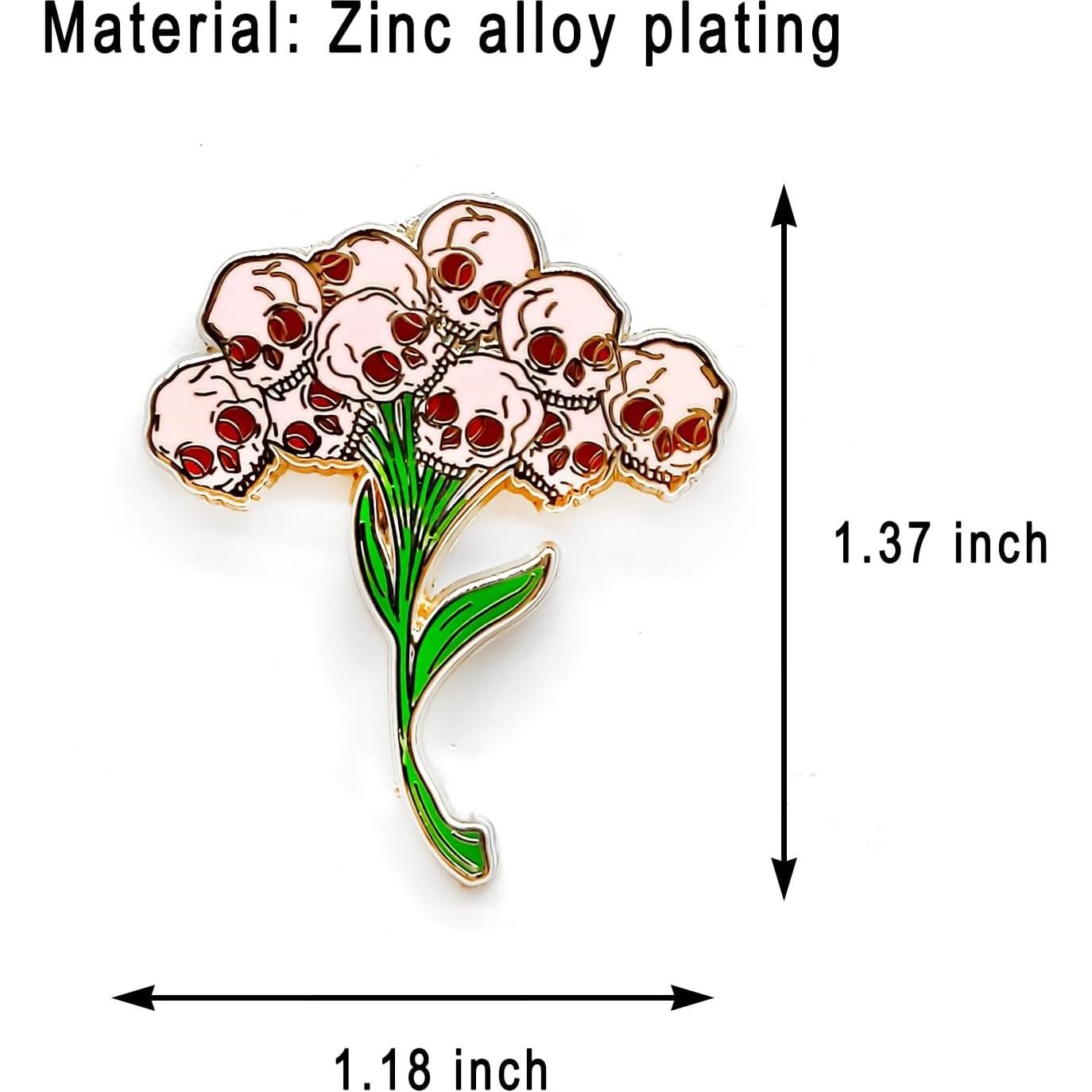 Pin de Insignia de Ramo de Calavera SKYFENGCN - 3 cm - Esmalte