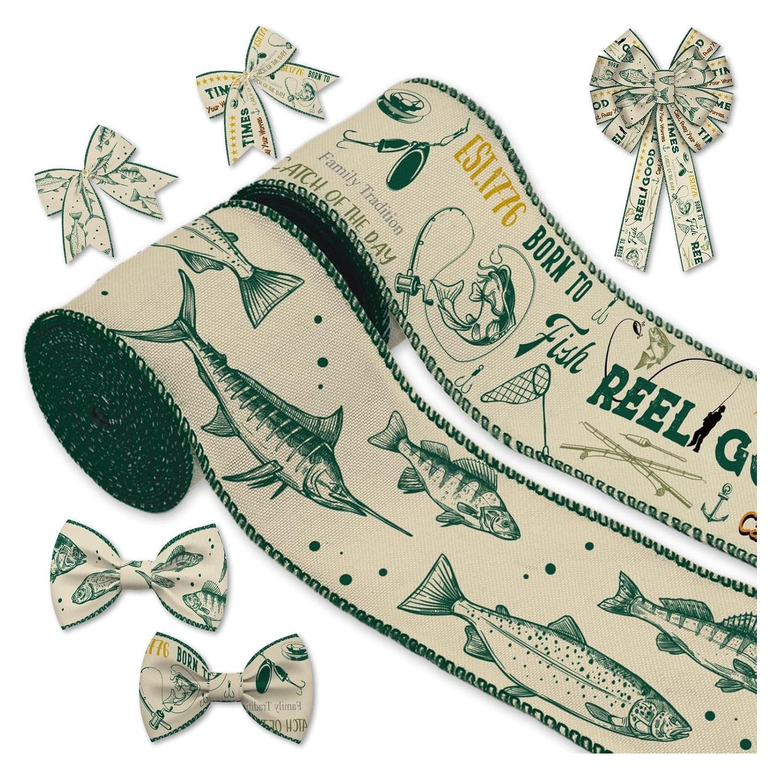 Cinta de Yute con Tema de Pesca NUVCELKA 6.35 cm x 4.57 m