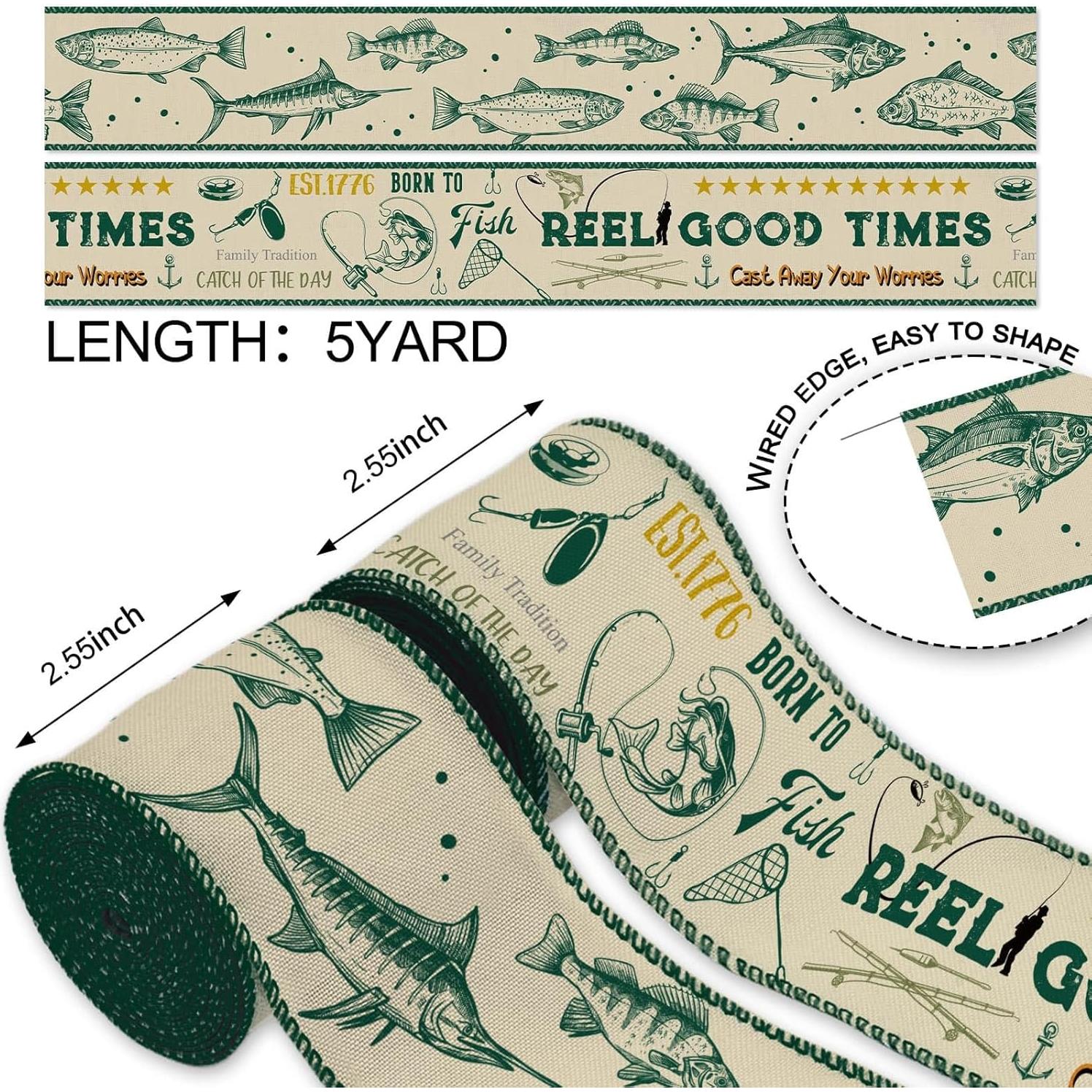 Cinta de Yute con Tema de Pesca NUVCELKA 6.35 cm x 4.57 m