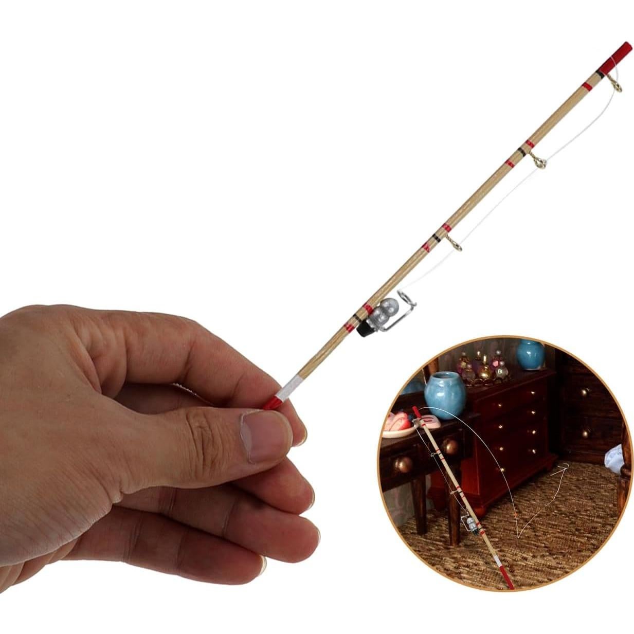 Mini Caña de Pescar NUOBESTY 17.5 cm Accesorio Decorativo
