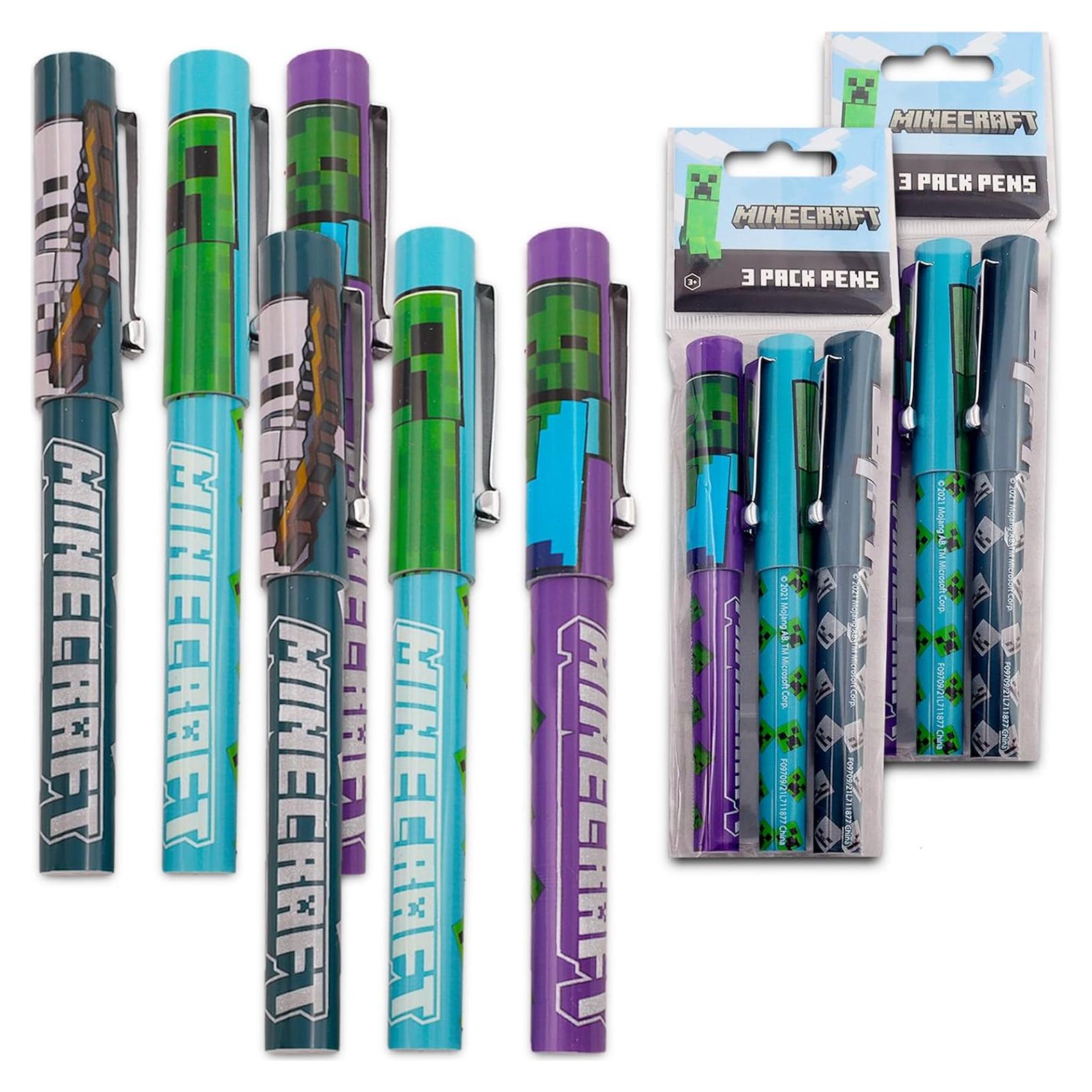 Bolígrafos Minecraft - Paquete de 6 Accesorios Escolares