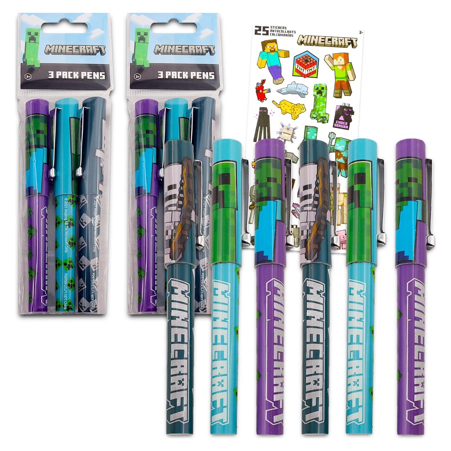 Juego de bolígrafos Minecraft Mojang - 6 piezas tinta negra