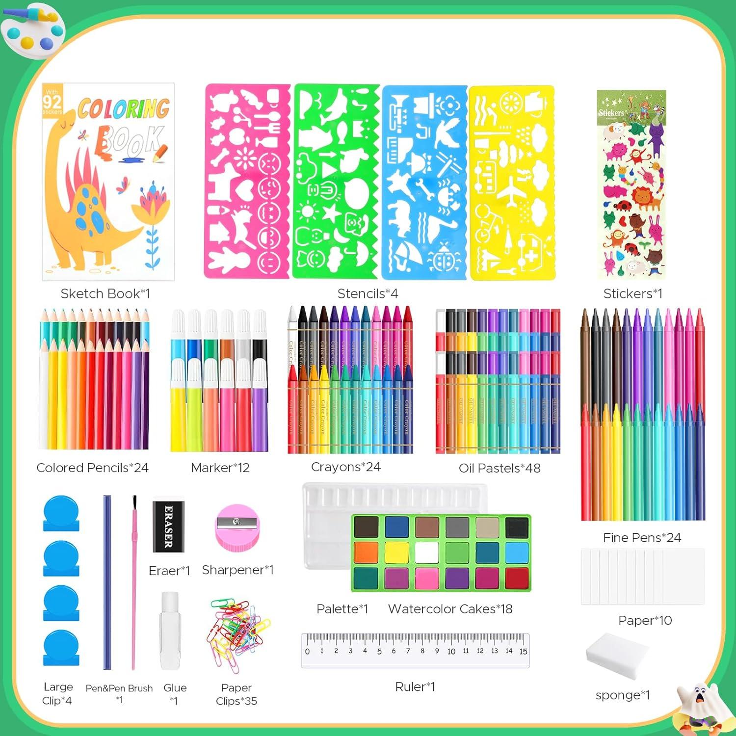 Kit de Dibujo Portátil Homicozy para Niños 4-12 Años - 243 Piezas