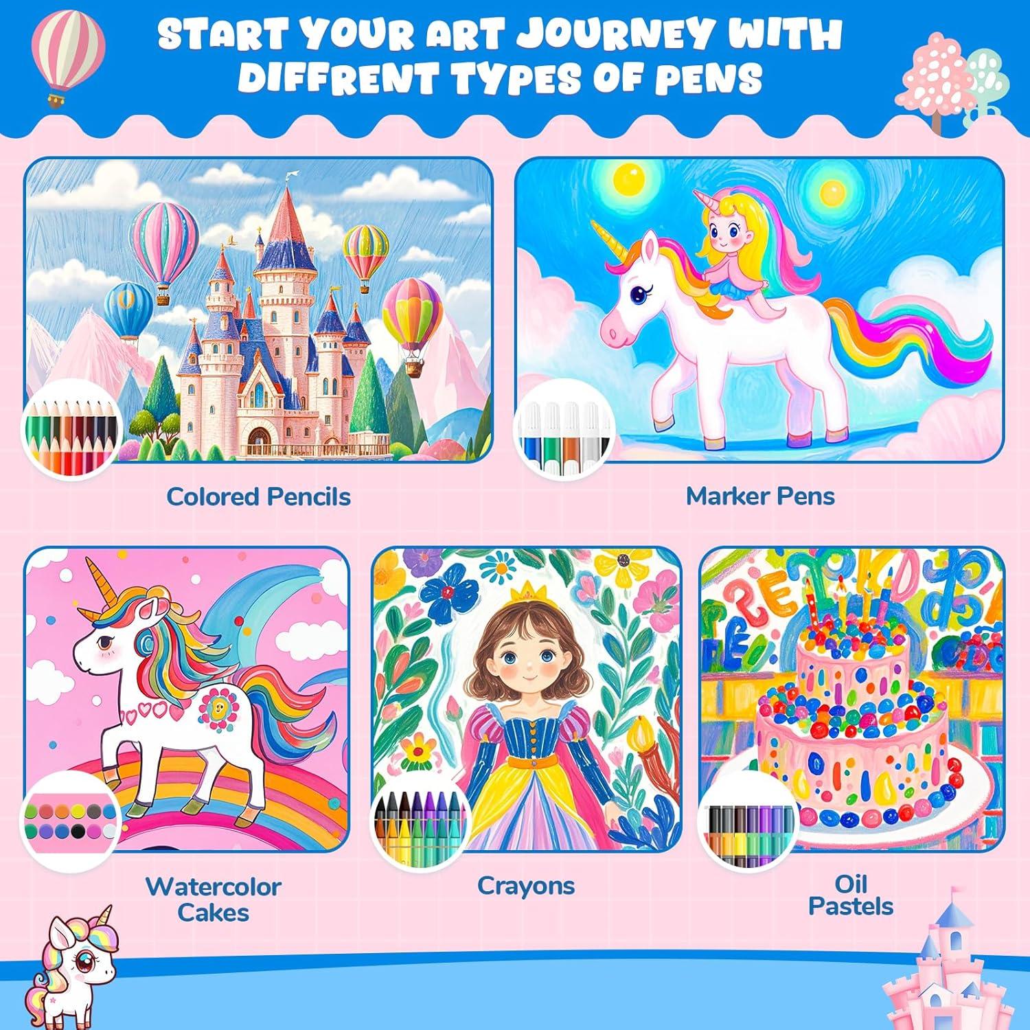 Set de Dibujo y Coloreado Unicornio homicozy para Niños 4-10 Años