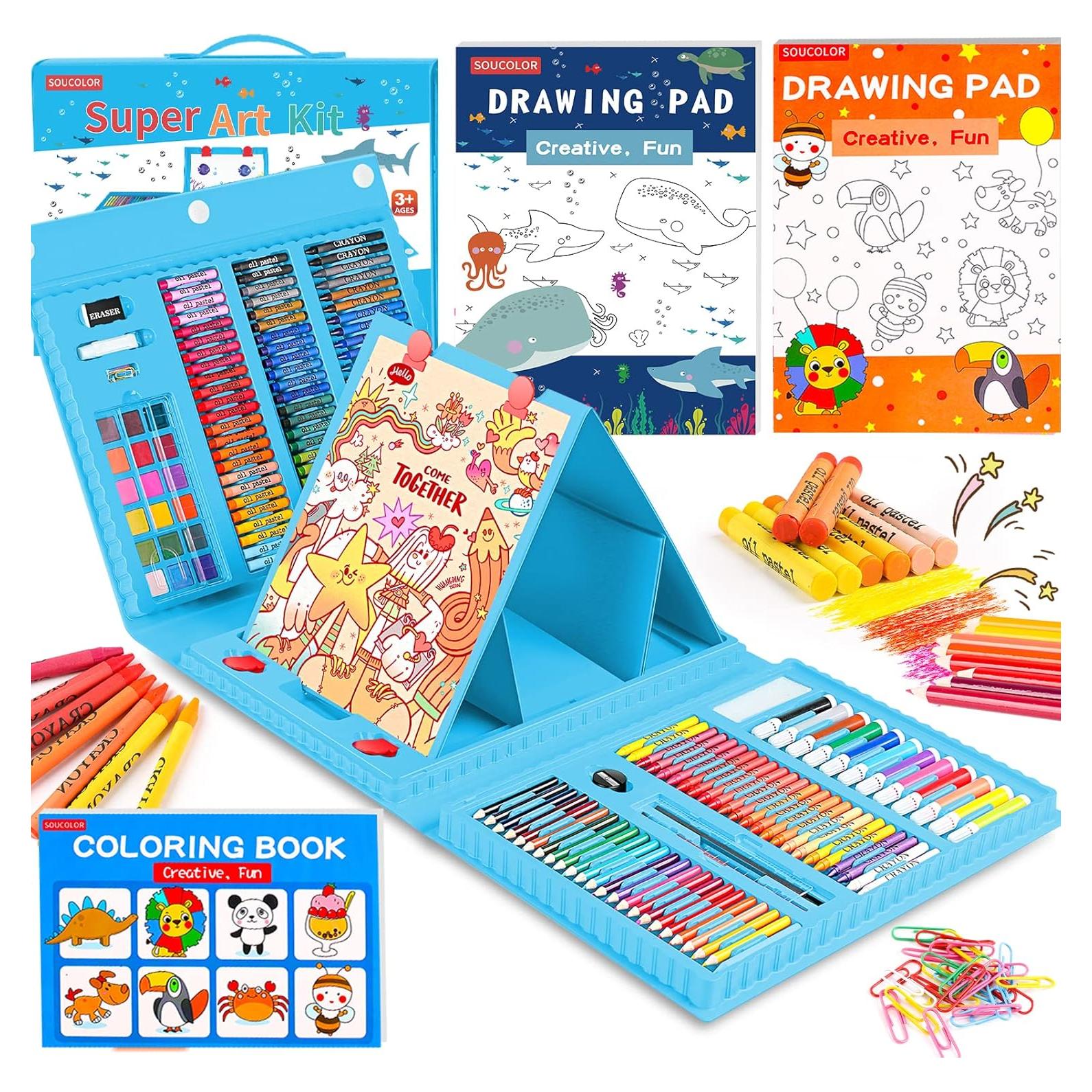 Set de Dibujo Soucolor 283 Piezas con Caballete y Libros