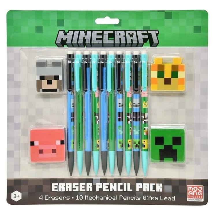 Juego de Lápiz Mecánico y Borradores Minecraft - 10 Lápices 0.7mm