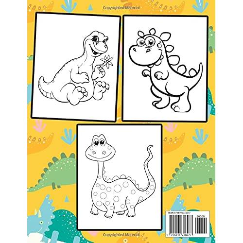 Dinosaur Coloring Book For Kids: 50 Awesome Dinosaurs Unique, Adorable and Fun Dino Coloring Book for Kids to Engage in Creative Crafts Gift for Boys, Girls, & Kids Ages 4, 5, 6