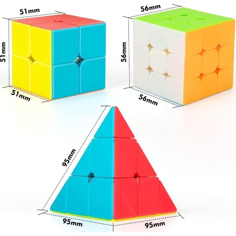 Juego de Cubos Rápidos 3-en-1 Nabreeli 2x2, 3x3 y Pirámide