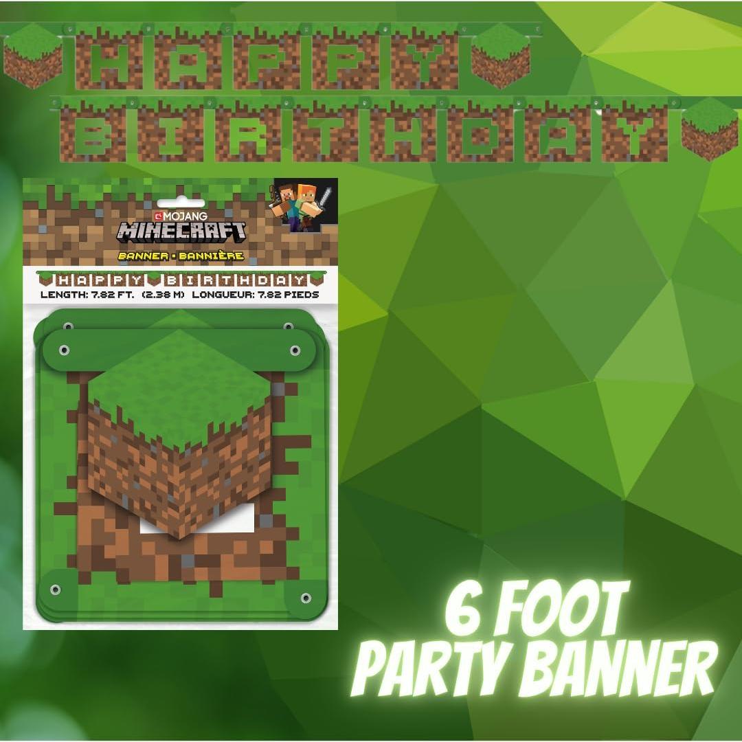 Suministros de Fiesta de Cumpleaños Minecraft - Platos, Servilletas y Decoraciones