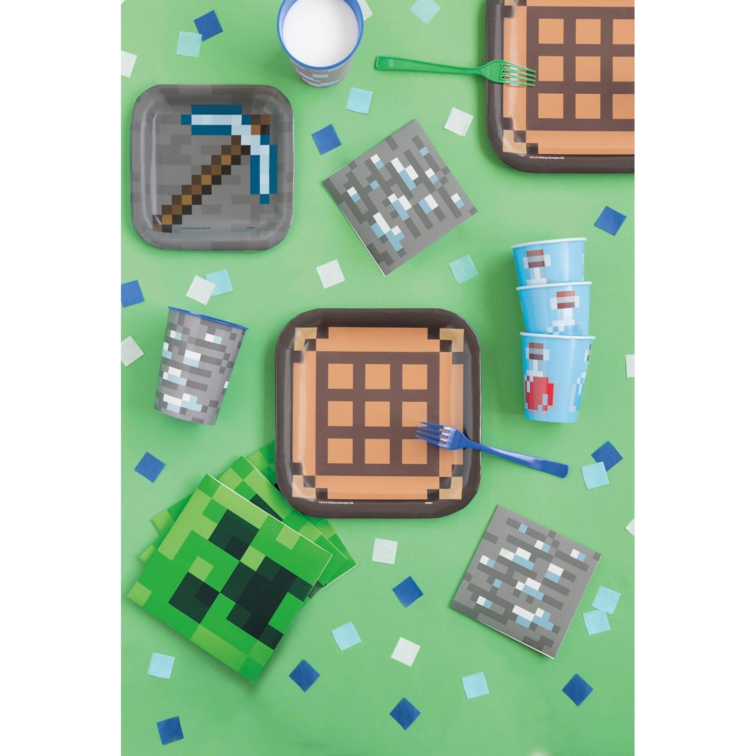 Suministros de Fiesta de Cumpleaños Minecraft - Platos, Servilletas y Decoraciones