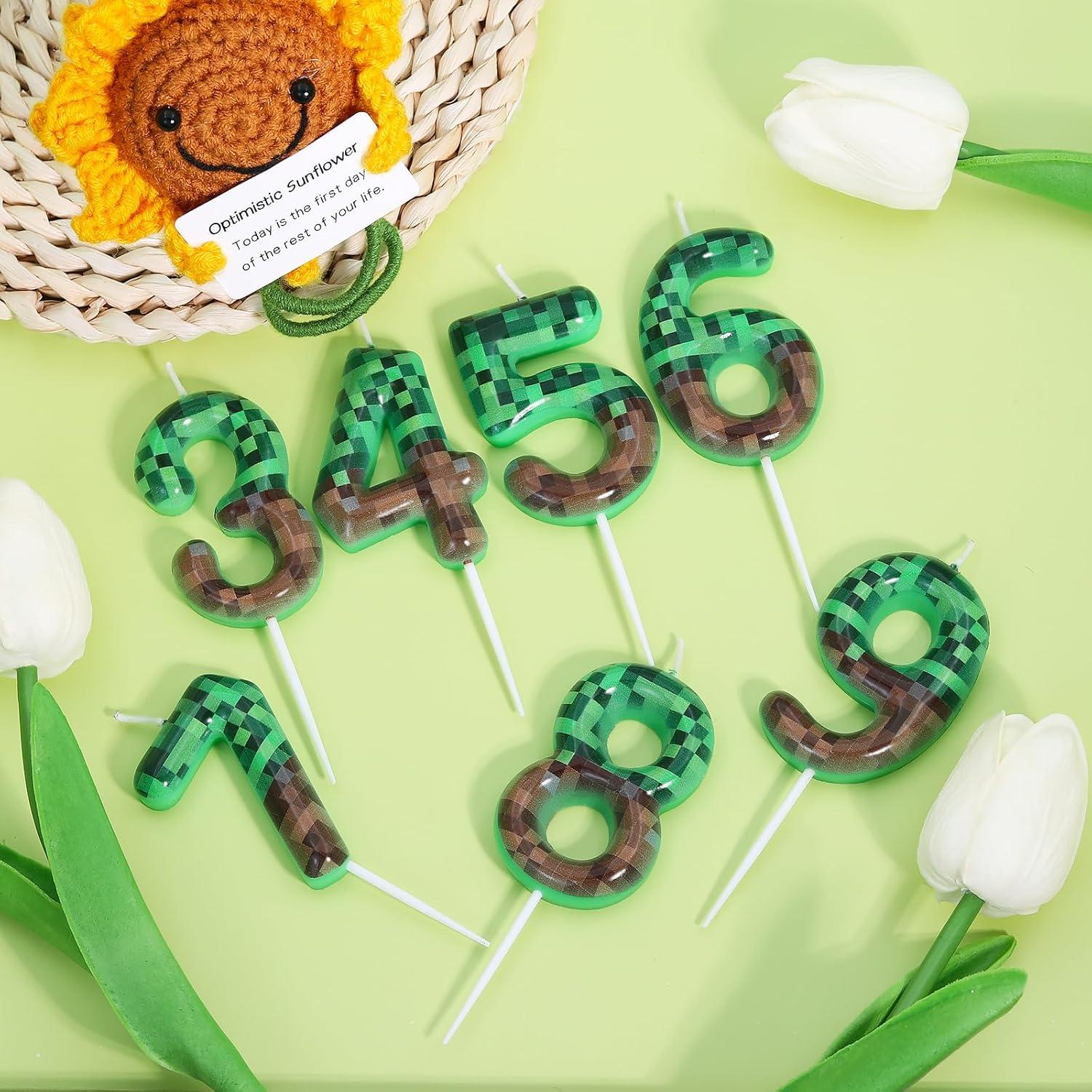 Vela de Cumpleaños Número 7 OGnomiFX Verde 8.64 cm