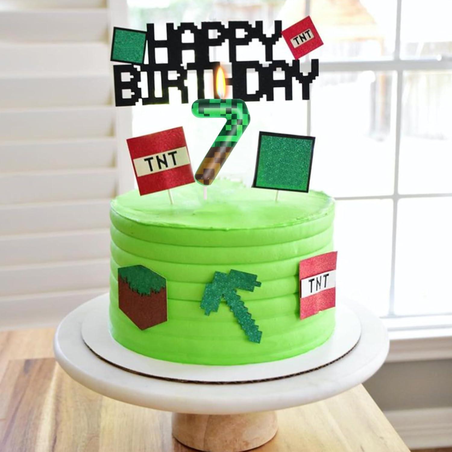 Vela de Cumpleaños Número 7 OGnomiFX Verde 8.64 cm