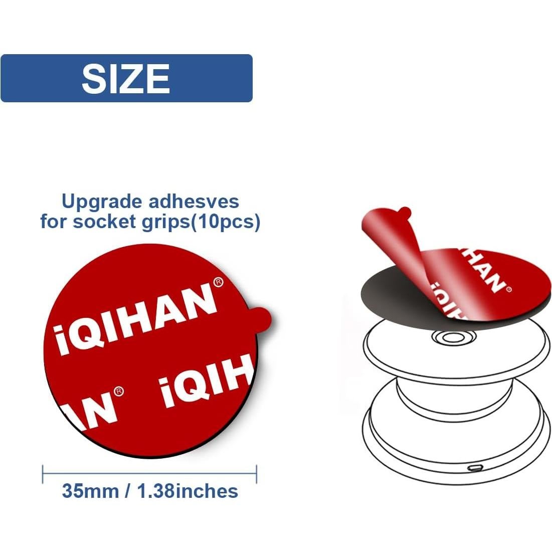 10 Almohadillas Adhesivas Doble Cara Pormkig 35mm para Soporte Teléfono