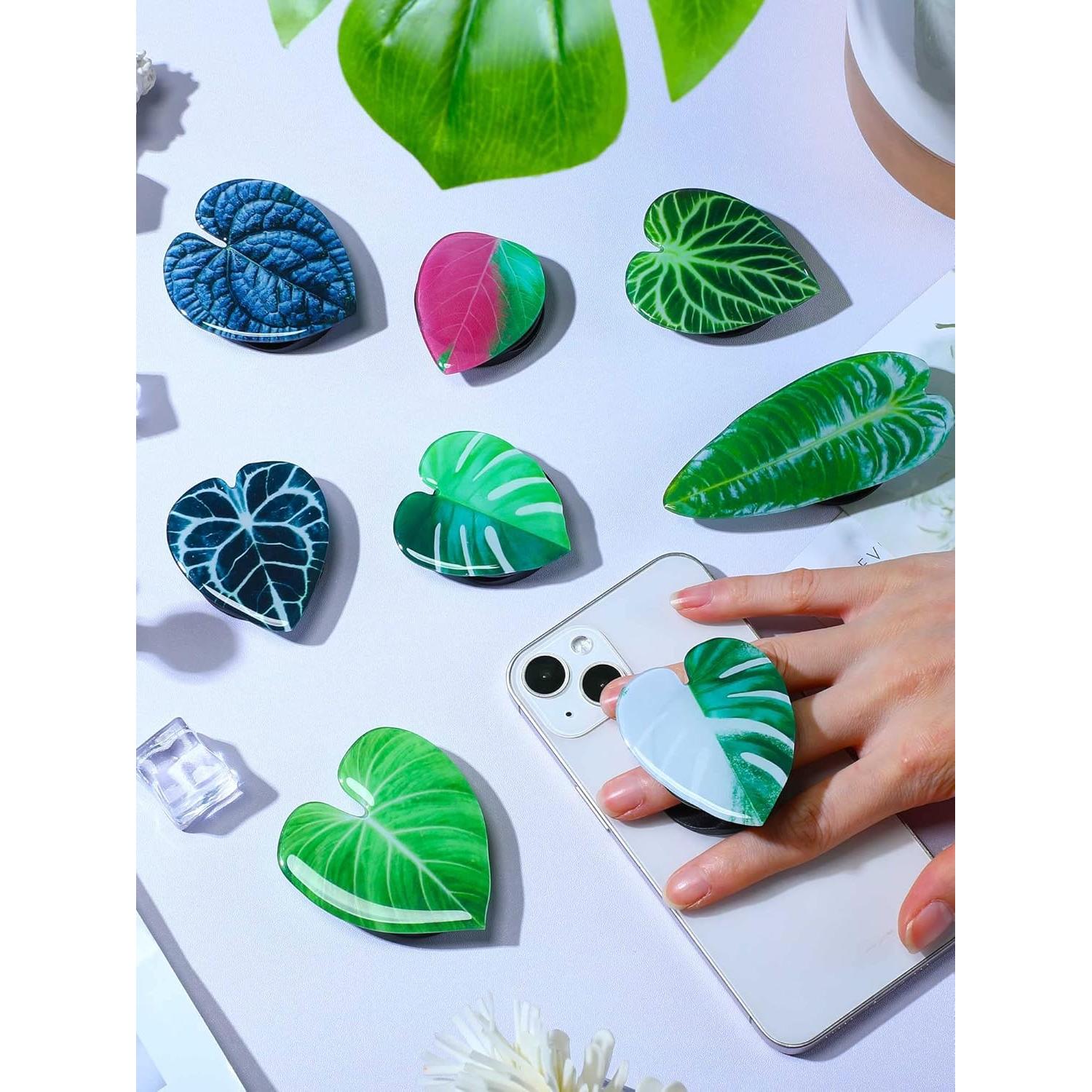 Soporte para Teléfono Celular Macarrie con Hojas Tropicales - 8 Pcs