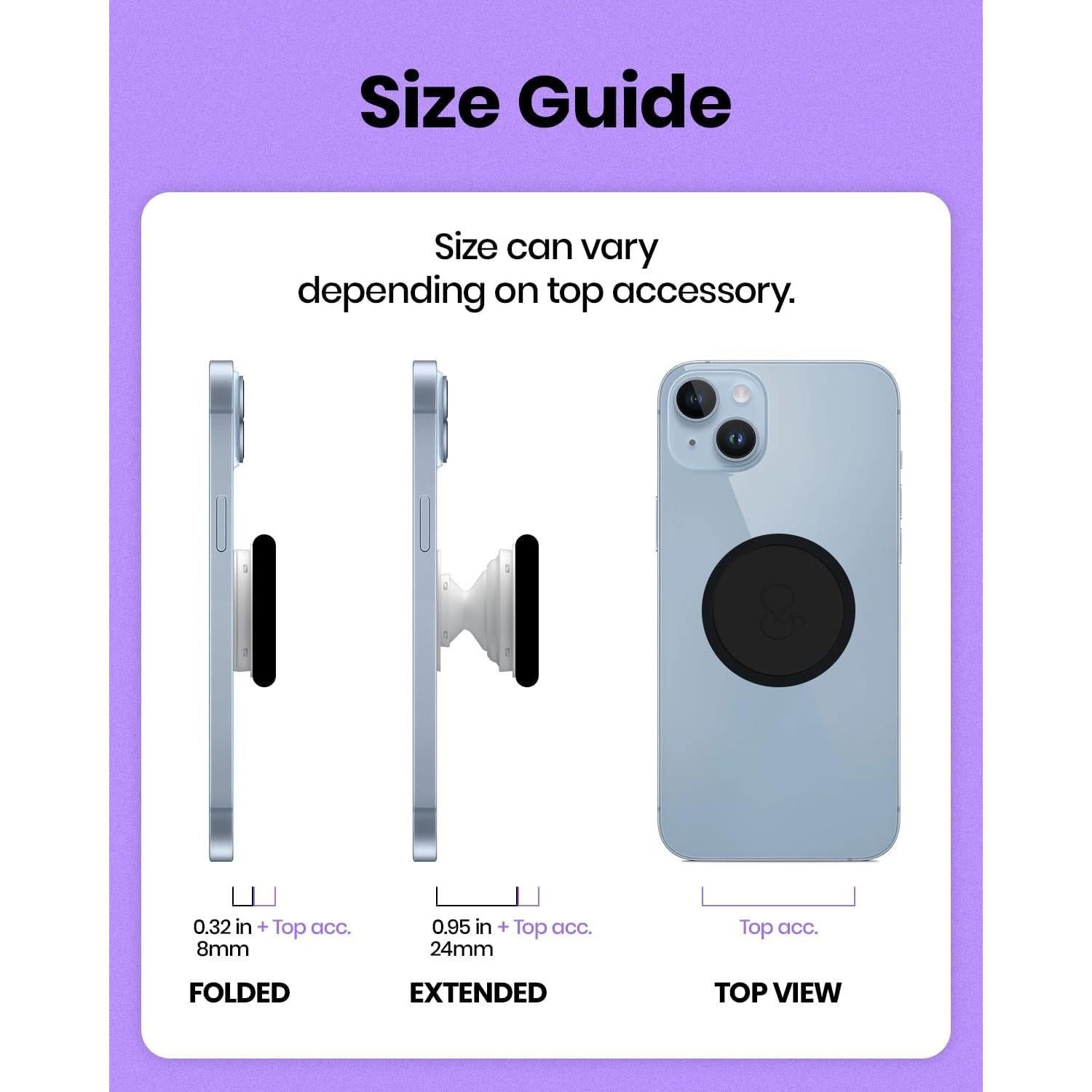 Soporte de teléfono móvil colapsable OnTheGrip Plata Grande