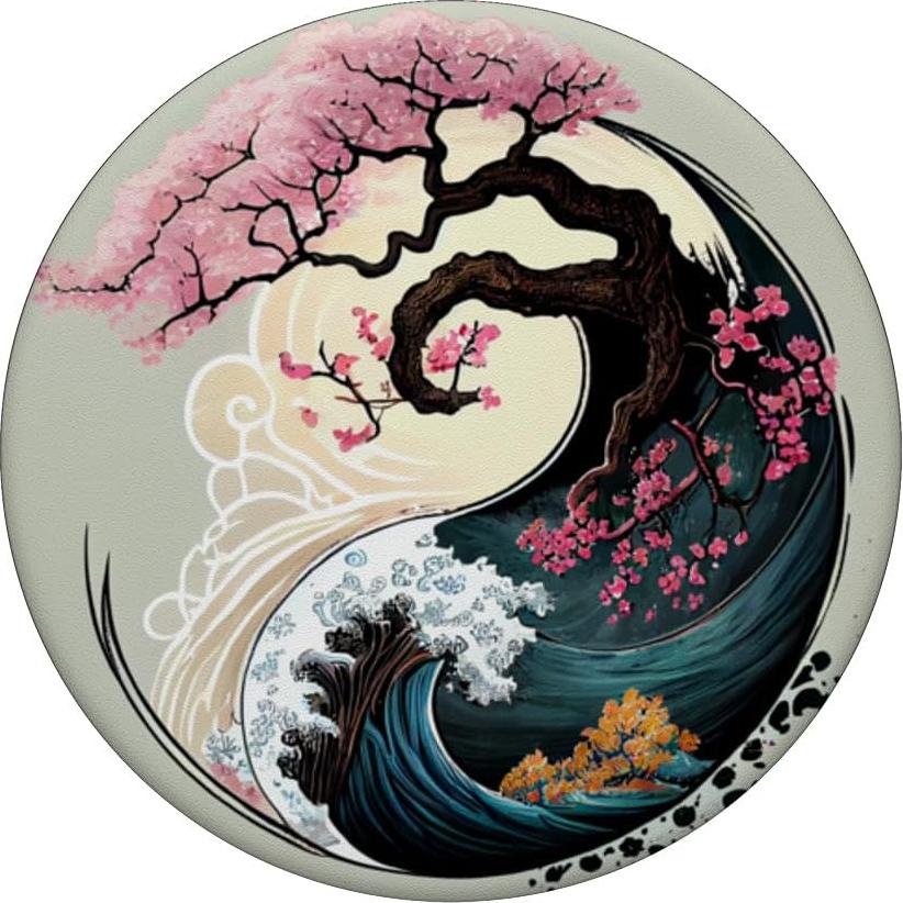 PopSockets Adhesivo PopGrip Yin Yang Flor de Cerezo Japonés