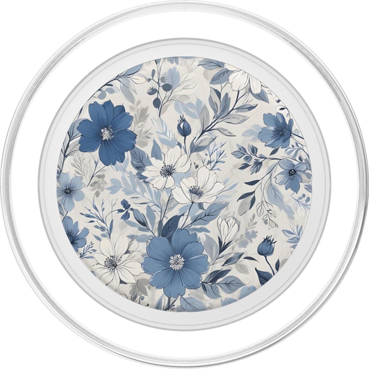 PopSockets PopGrip Magnético Floral Blanco y Azul para MagSafe