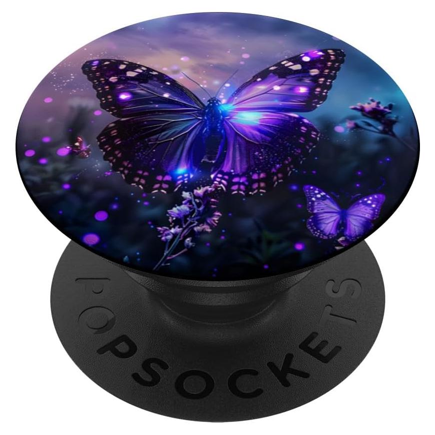 PopSockets Adhesivo PopGrip Mariposas Moradas 10.9x8.6 cm