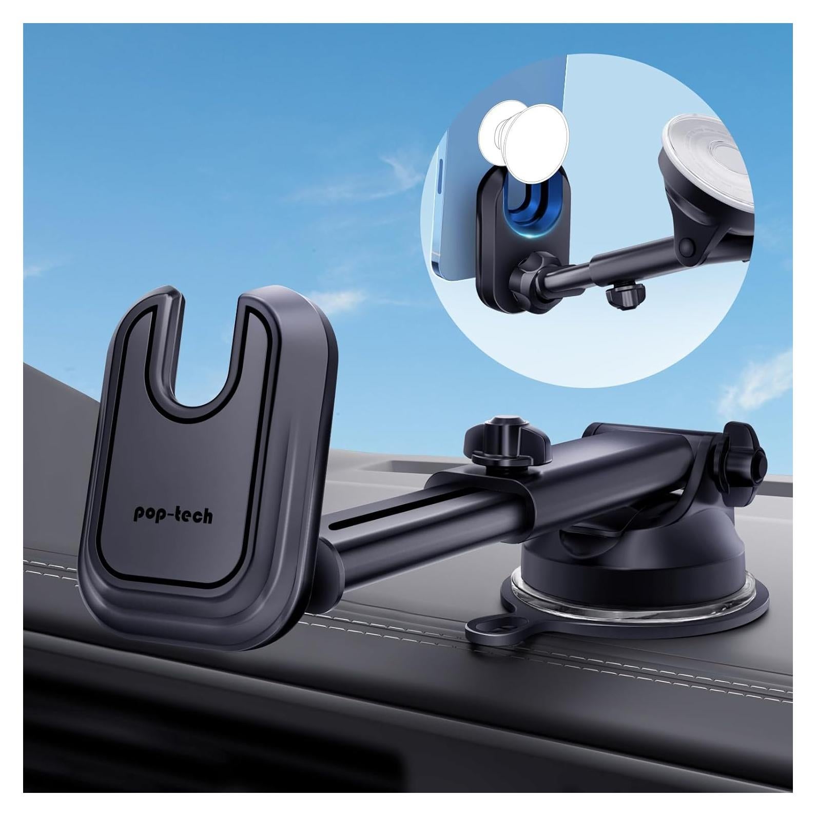 Soporte para Teléfono de Automóvil Pop-Tech con Ventosa Negra