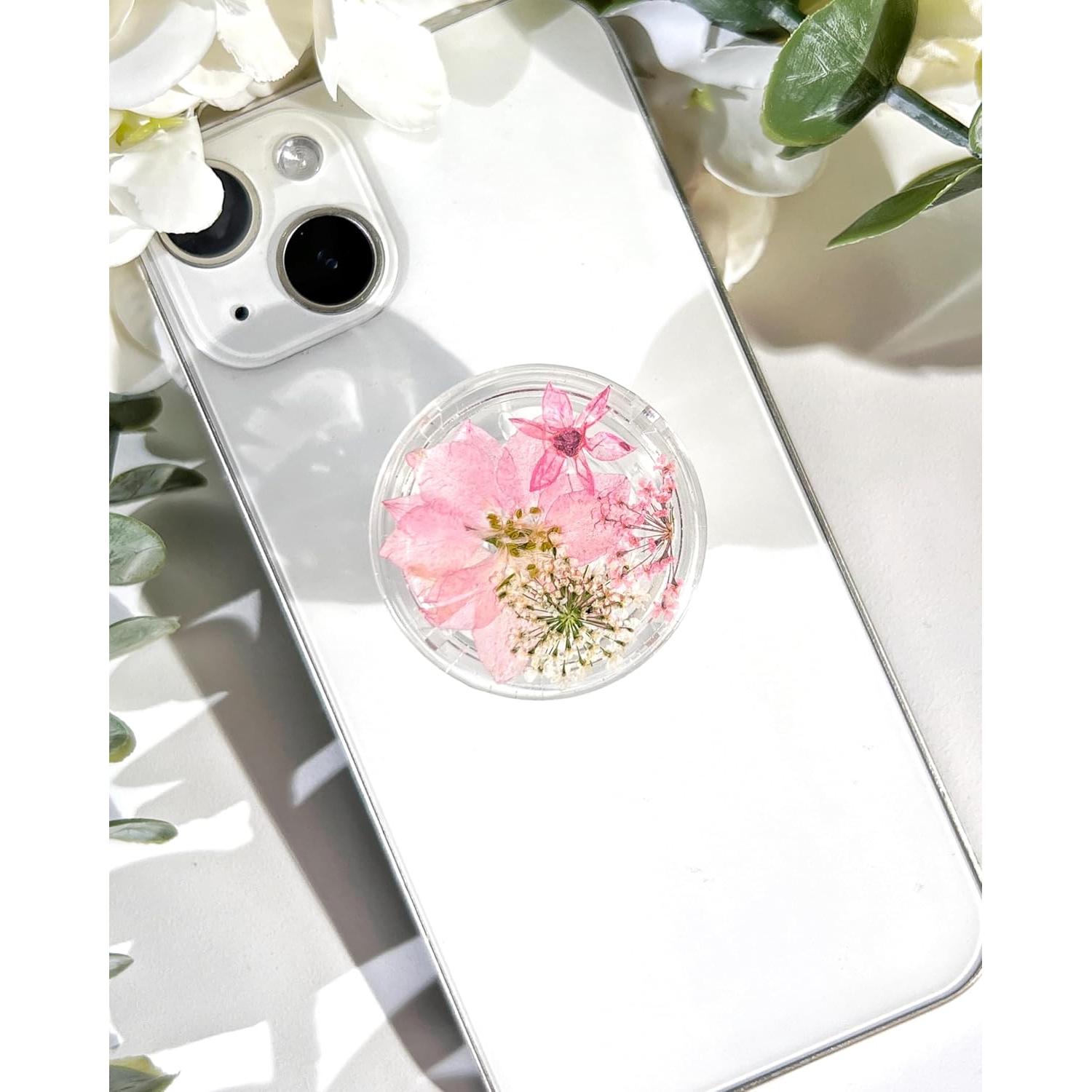 Soporte para Teléfono Petitepop con Flores Prensadas Rosa