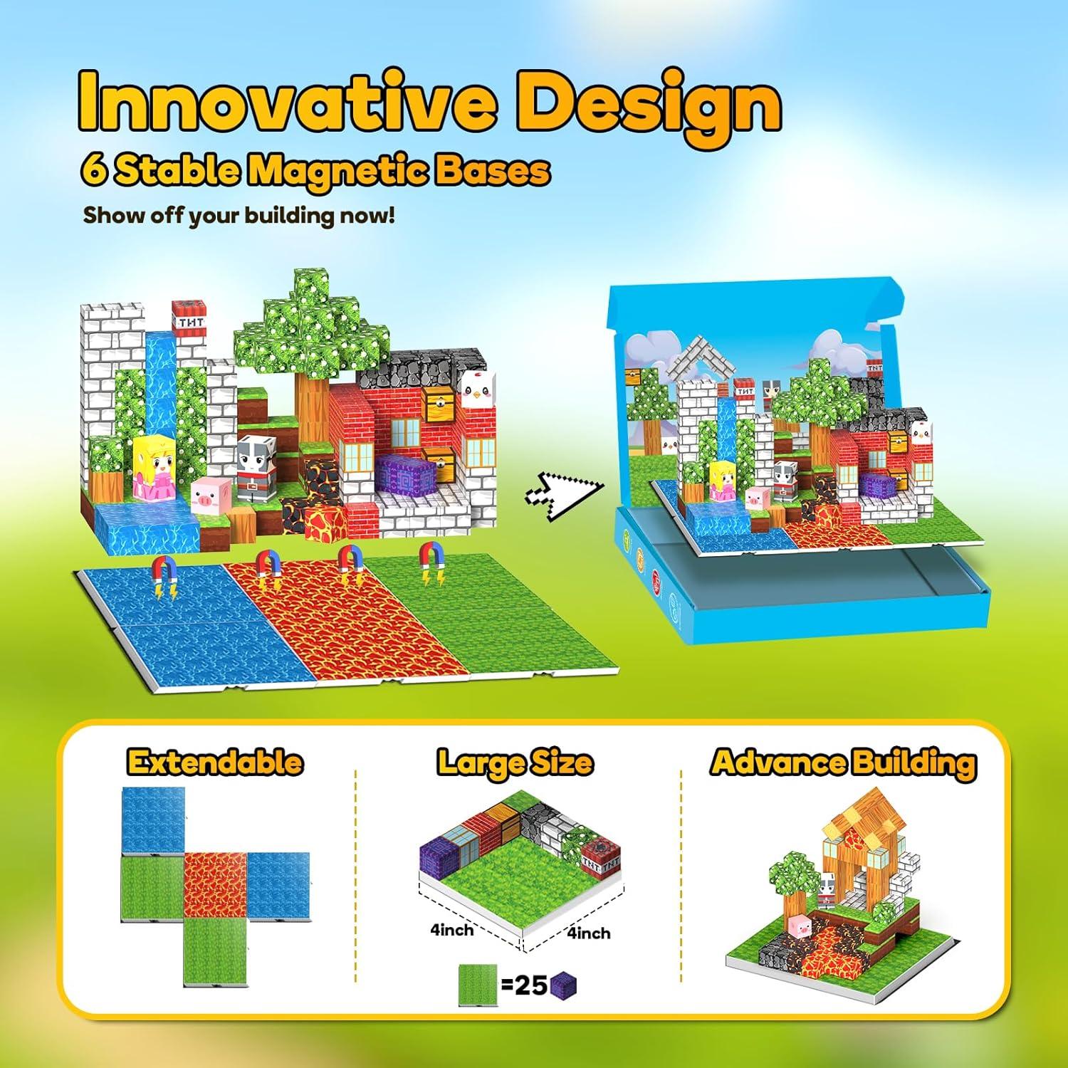 Bloques Magnéticos Windidi 150PCS con 6 Bases para Niños