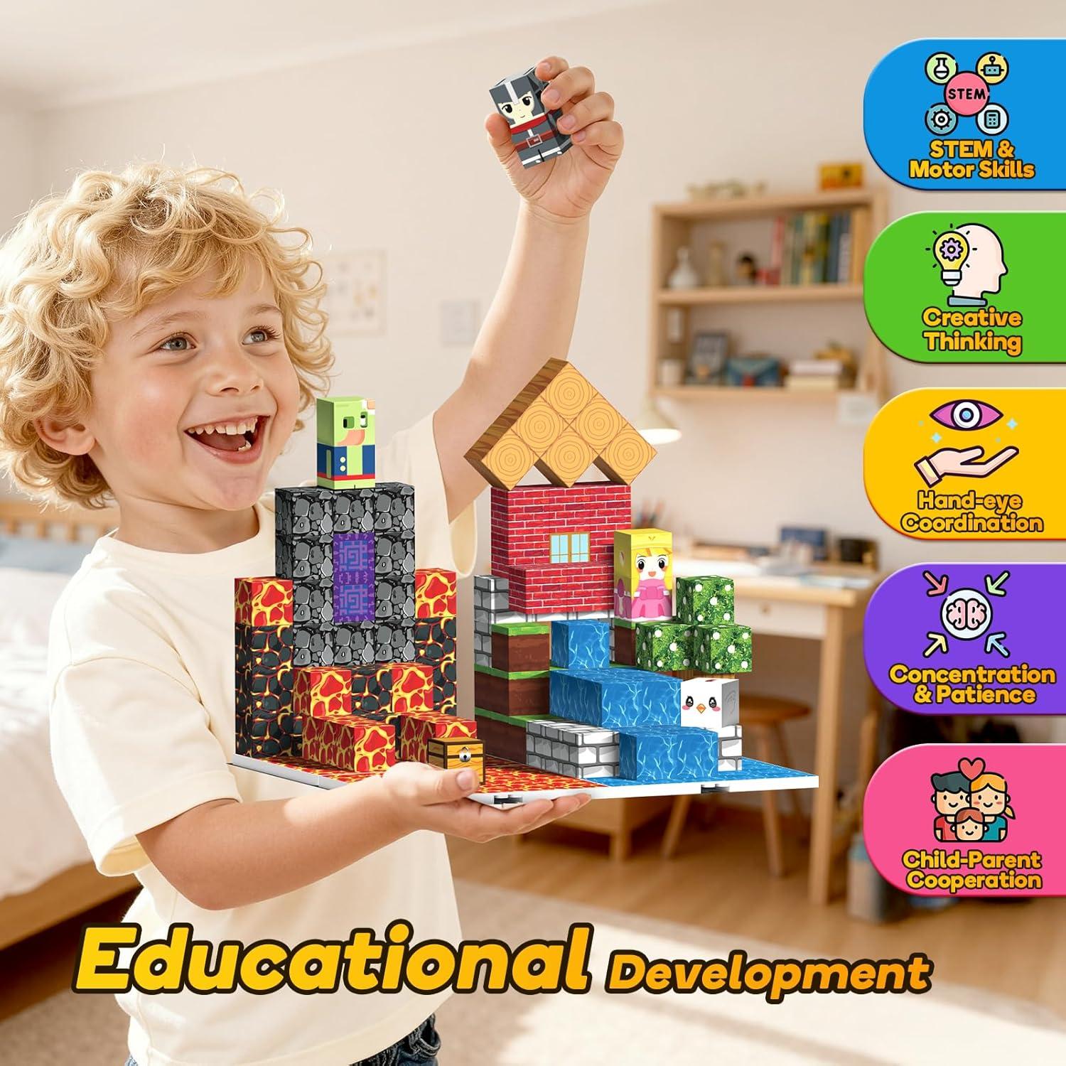 Bloques Magnéticos Windidi 150PCS con 6 Bases para Niños