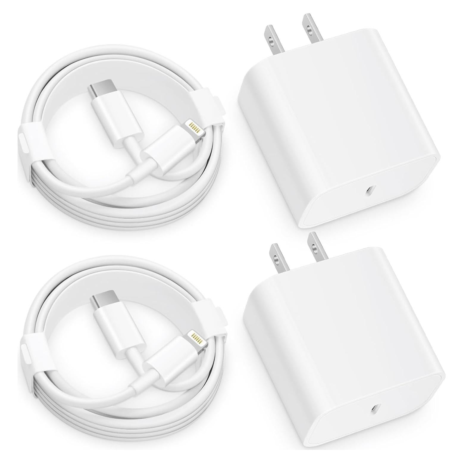 Cargador Rápido USB-C 20W Juusmart + 2 Cables 6FT para iPhone