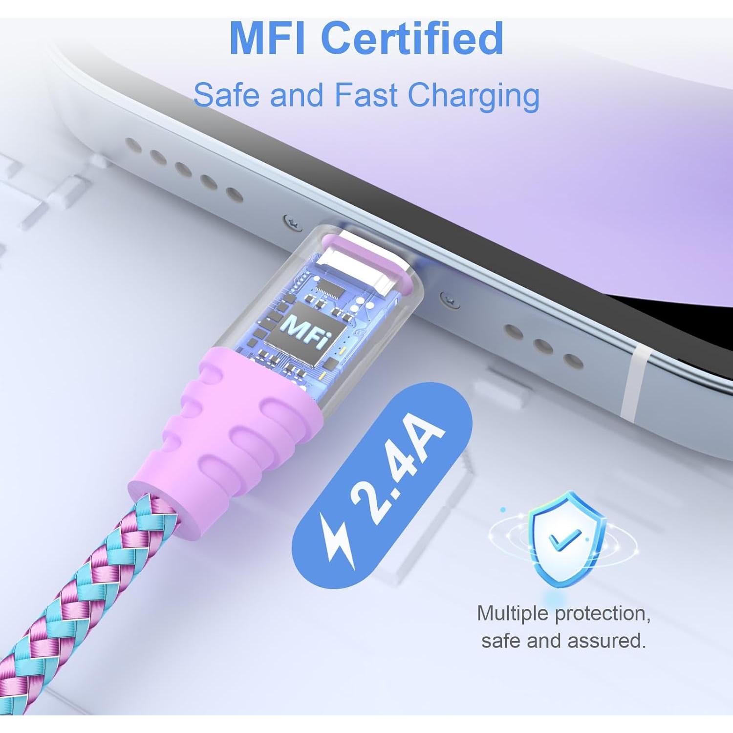 Cargador Rápido Lightning Cuanyeon 1.83m 3 Unidades MFi