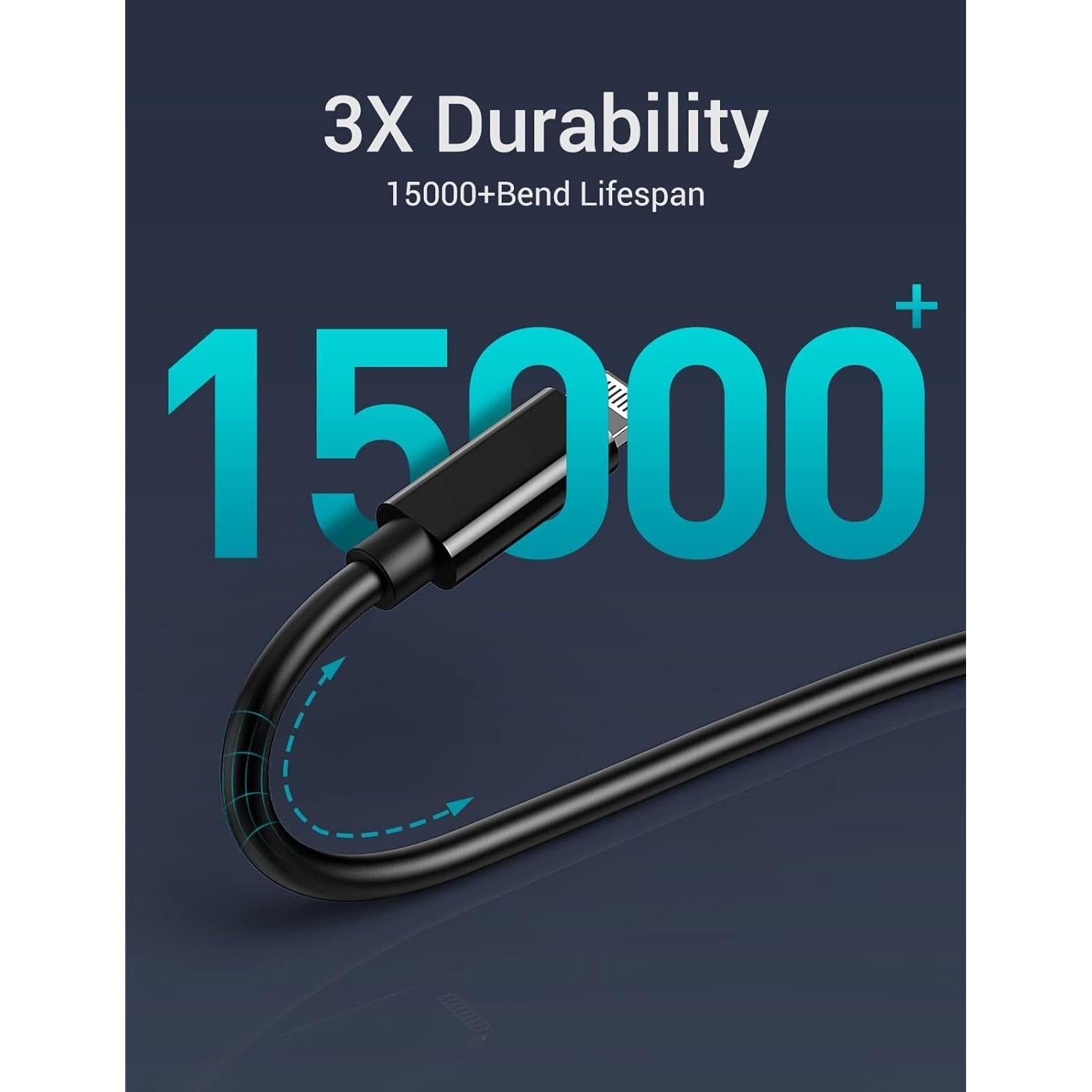 Cable USB-C a Lightning Quntis 3FT Carga Rápida 3Pack Negro