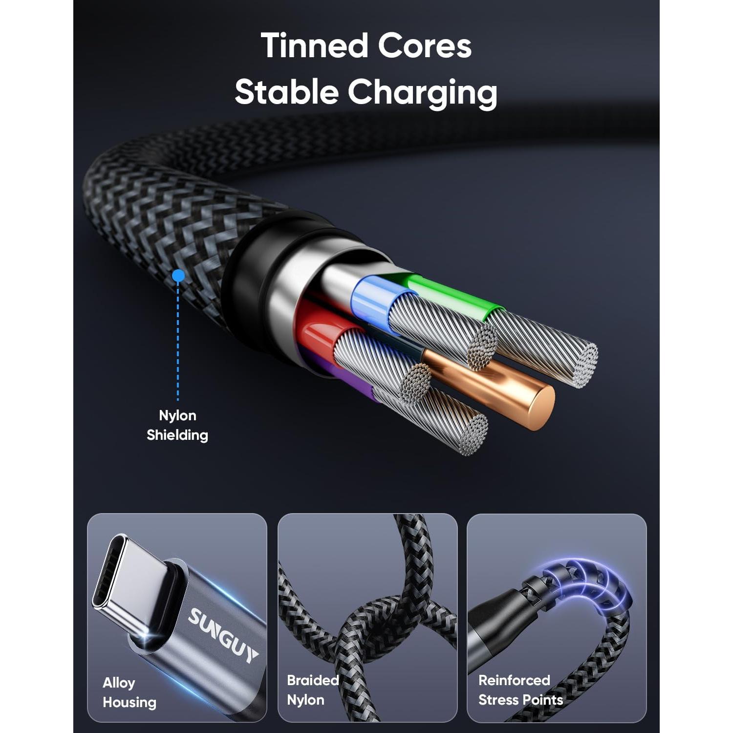 Cable USB-C a Lightning 2FT SUNGUY - Carga Rápida MFi