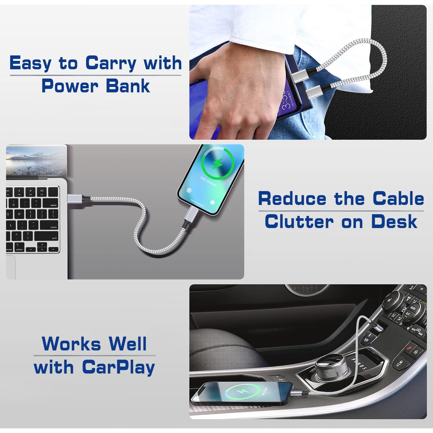 Cable USB C a Lightning Fushok 30.48 cm Carga Rápida MFi