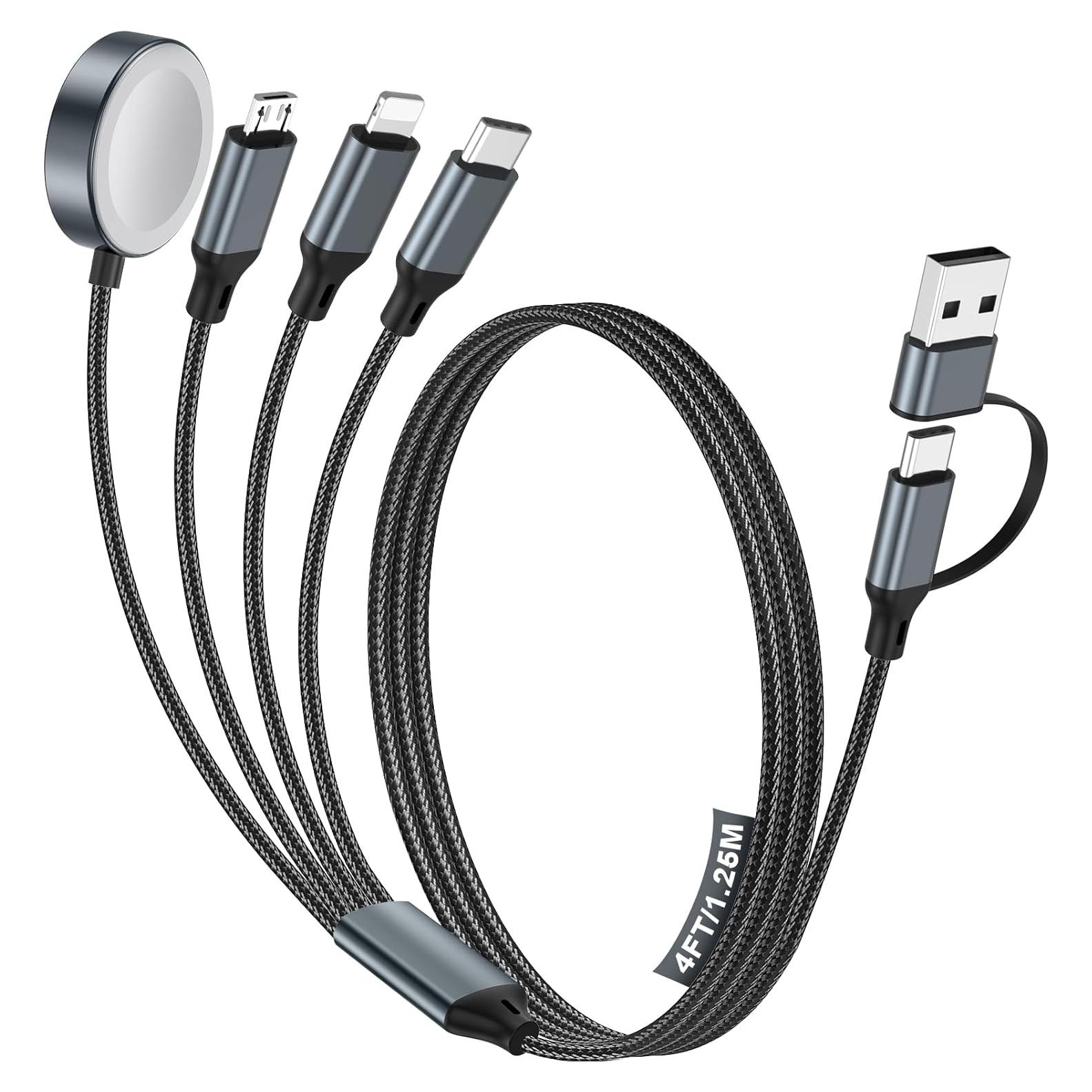 Cable de Carga Múltiple 4-en-2 Tipo C USB A Negro