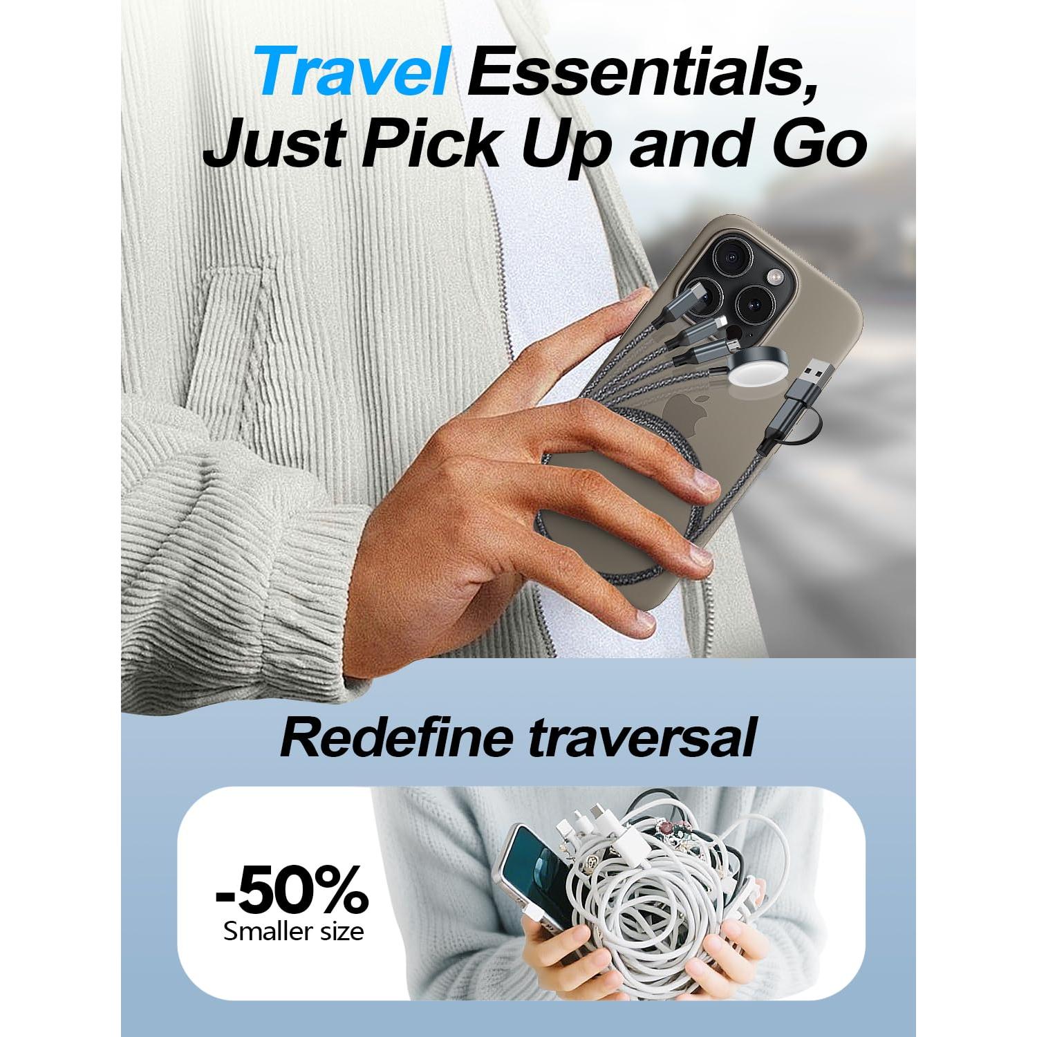 Cable de Carga Múltiple 4-en-2 Tipo C USB A Negro